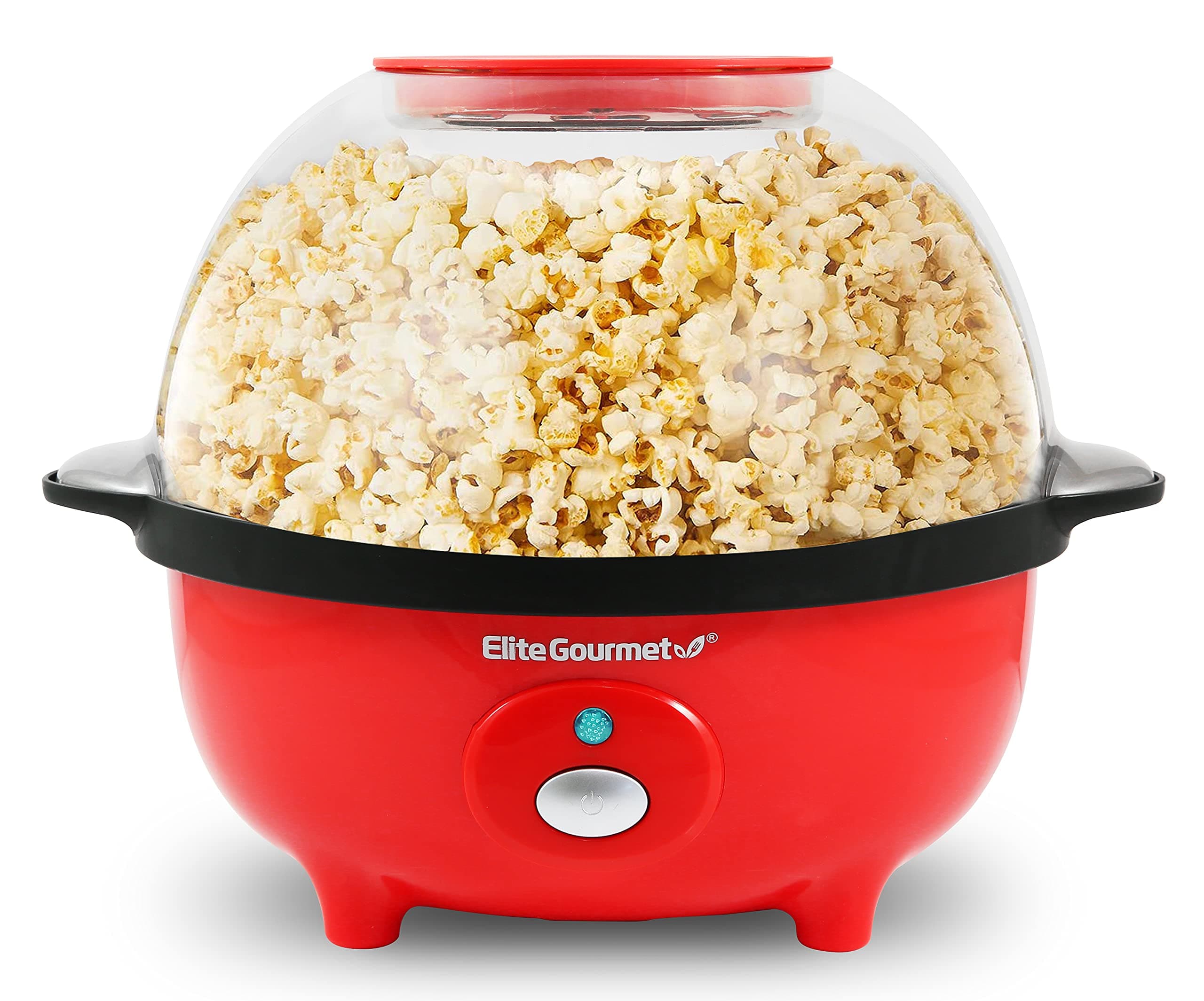 EPM330R Automatic Stirring Ceramic Nonstick 12-cup Popcorn Maker, Hot Oil Popcorn Machine w/Measuring Cap & Built-in Reversible Serving Bowl, Great for Home Party, ETL Approved, Red