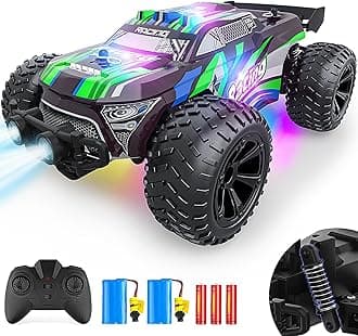EpochAir2.4GHz High Speed Off Road Hobby Remote Control Car with 2 Rechargeable Batteries and LED Lights for 6 7 8+ Year Old Kids