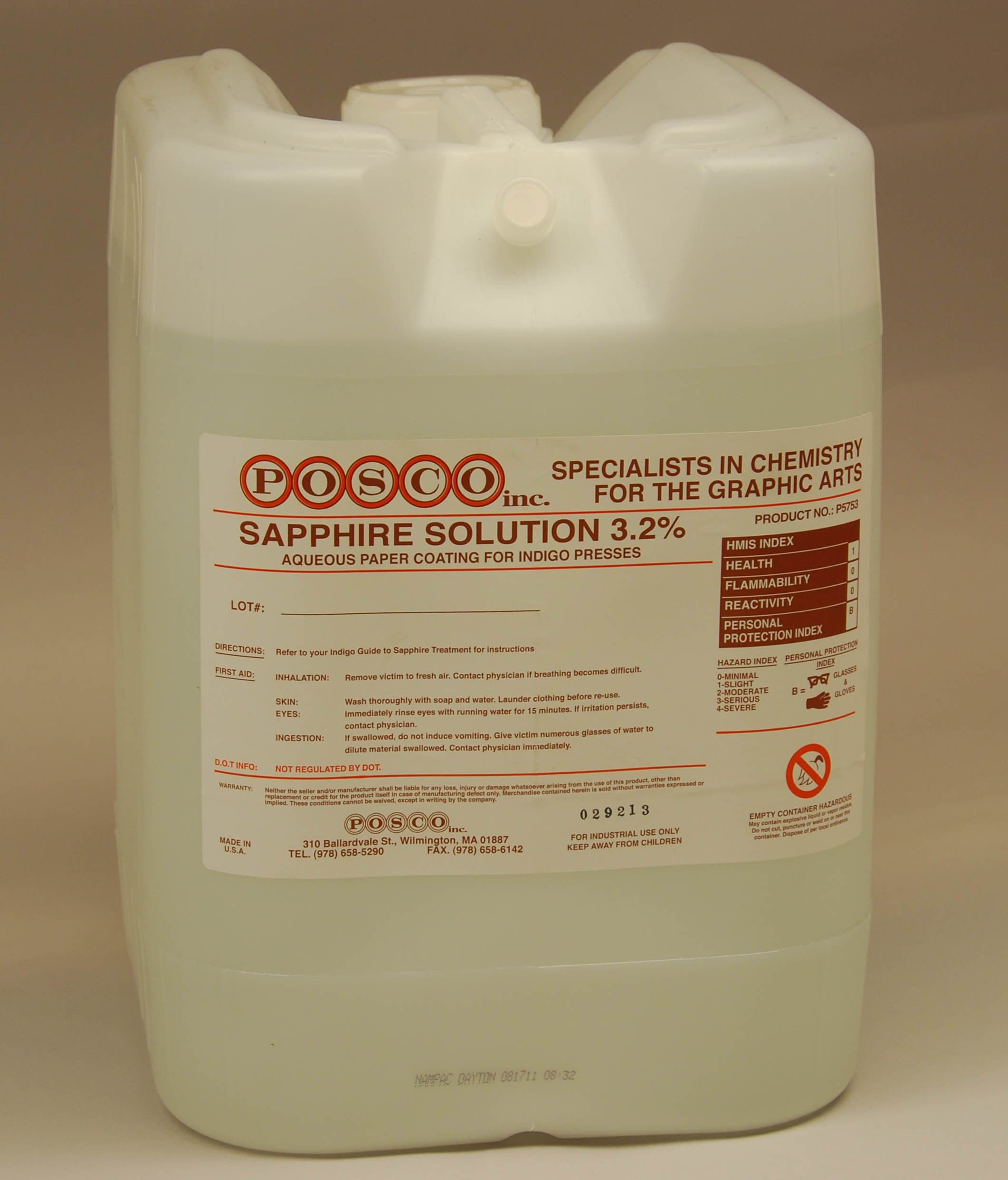 HP Indigo Sapphire Solution 3.2% - Aqueous Paper Coating - Pail