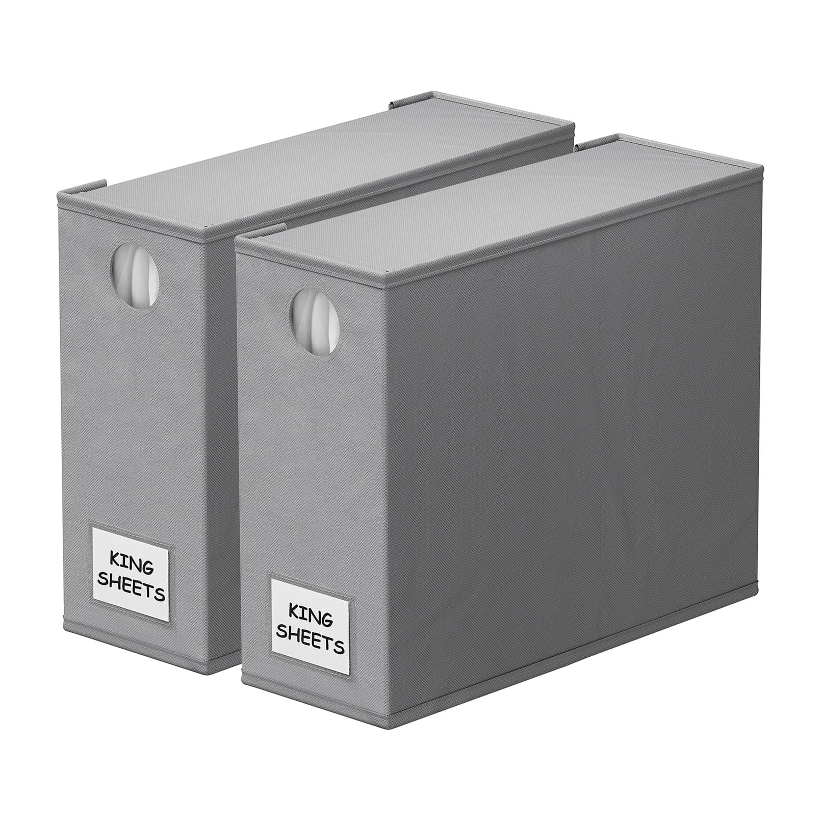 SpaceAid 2 Pack Bed Sheet Organizers and Storage, Foldable Sheet Organizer for Linen Closet, Sheets Set Folder Keeper with Window XL (Queen & King Size) Organizing Bedding Container (Gray, 2 Pack)