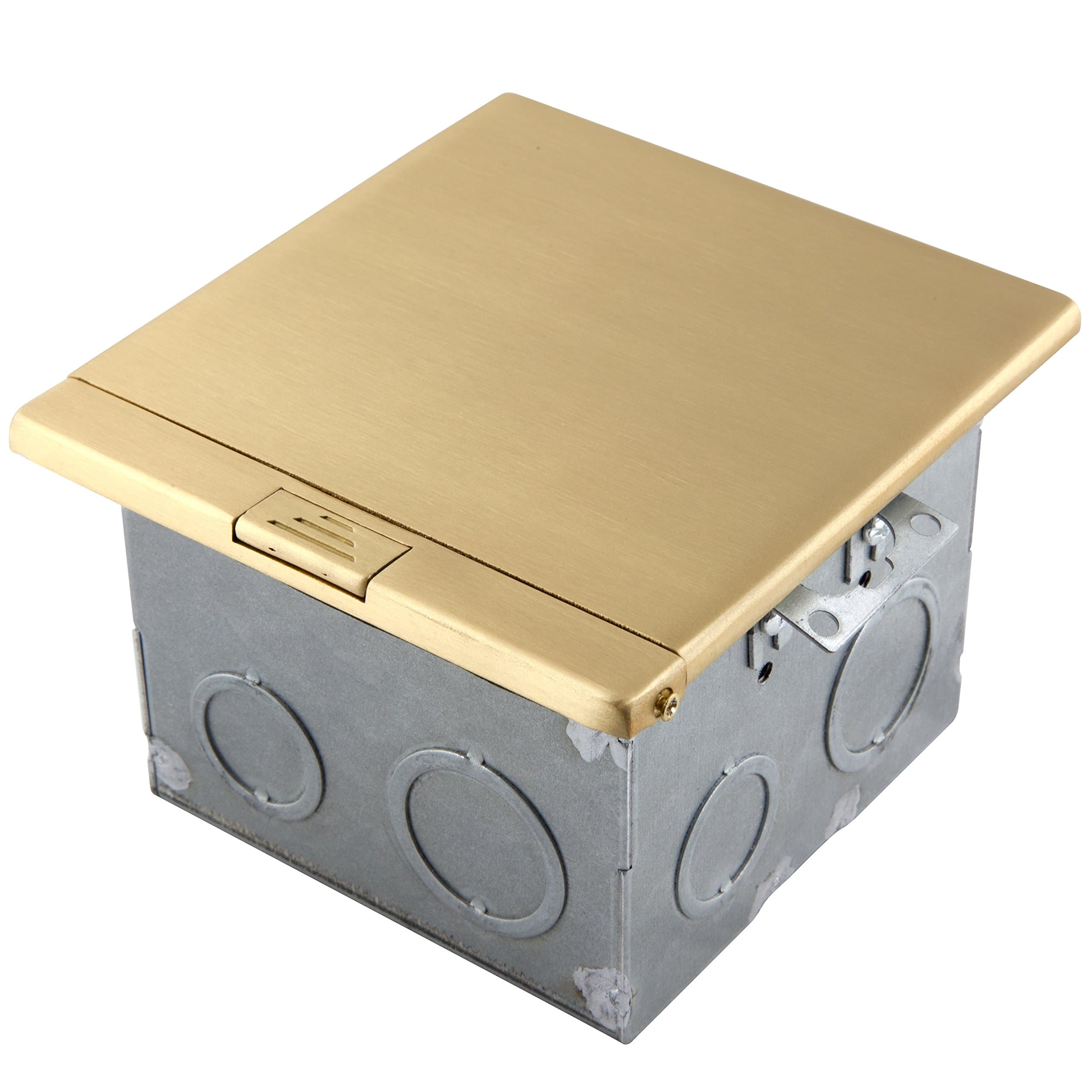 Floor Box Slide Open Kit by Top Greener 661301-C Electrical Outlet Receptacle, 2 Gang, 20A Tamper Resistant Receptacle, Two Low Voltage RJ45 Network Data Ports, Solid Brass Cover Plate