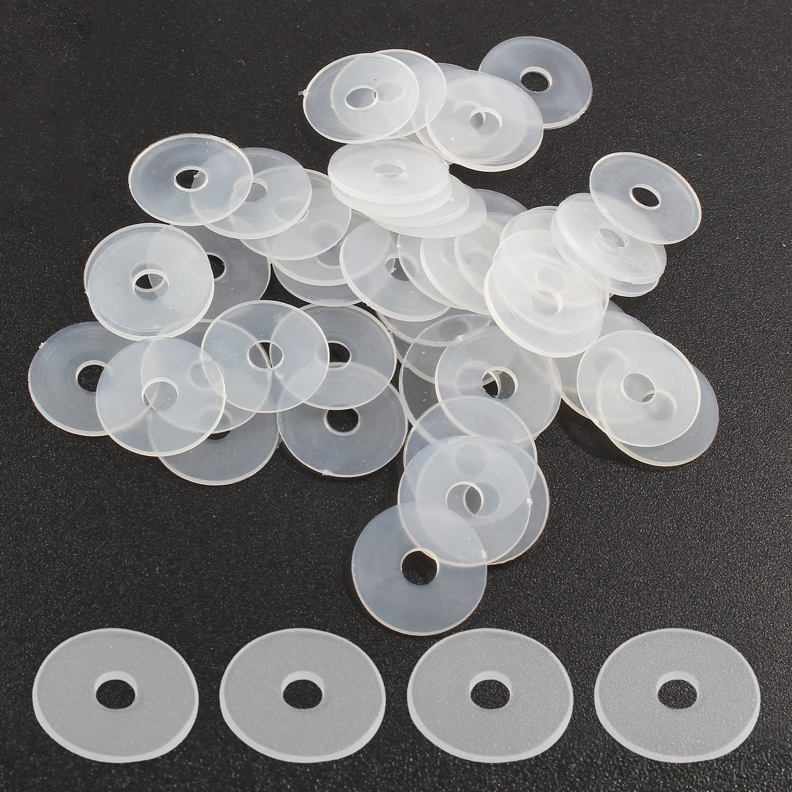 50 Pack M4 Nylon Washers Clear Flat Washer, 4mm ID 17mm OD 1mm Thickness Faucet Plastic Gasket, Metric Transparent Gasket Sealing Washer Spacer Flat Hose Washer for Water Pipe Water Hose
