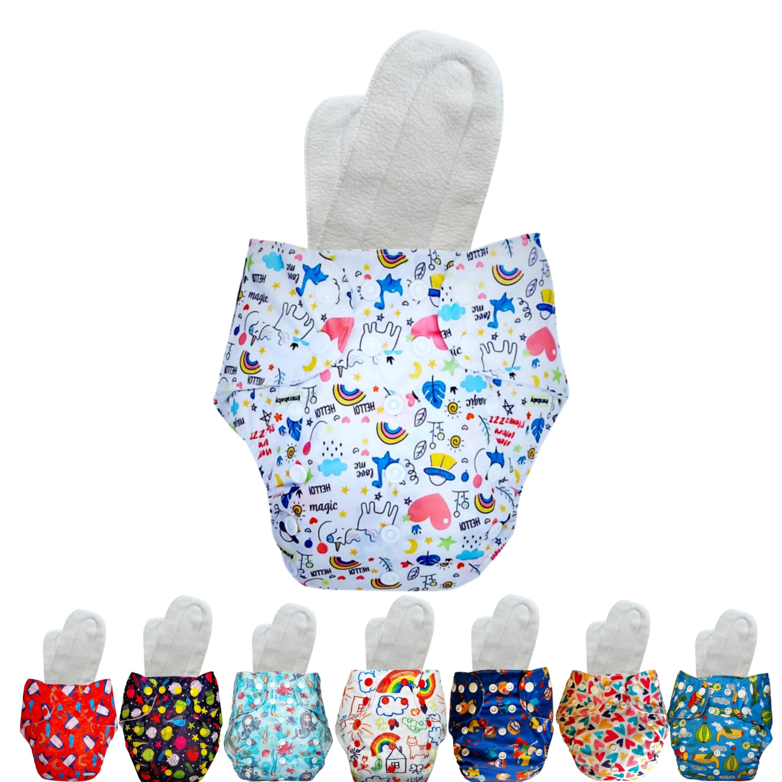Dumbledo Premium Cloth Diaper with Leak-Proof, Absorbent 5-layer White Insert - Dryfeel with Comfortable Fit for 3 Months to 3 Years, Pack of 1, One Size Diaper with Insert/Pad