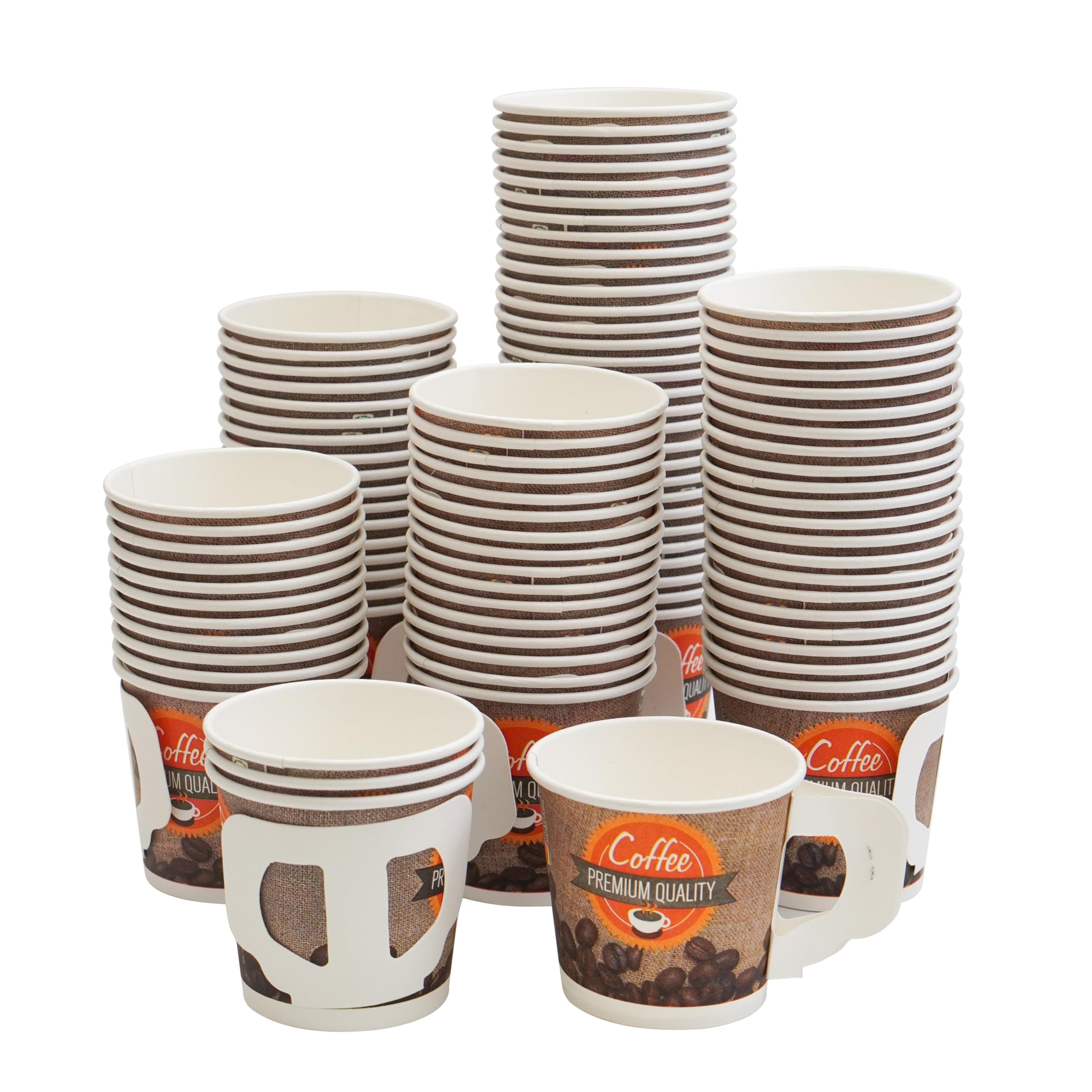 PARICOTT 150ml – 100 Cups | Paper Cups with Handle | Premium Printed Disposable Cups for Tea & Coffee – Eco-Friendly, Recyclable, One-Time Use Paper Glass for Home, Office, Events, Parties, Wedding