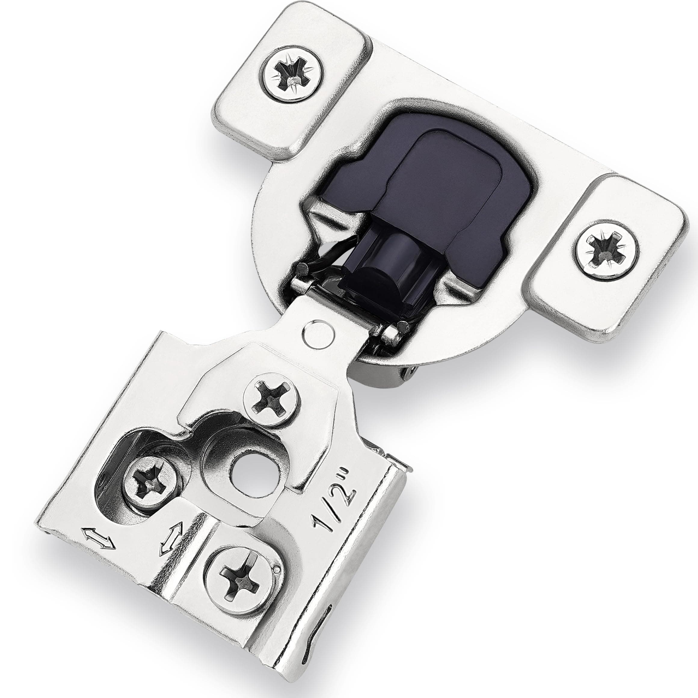 Decobasics 50 Pack Soft Close Cabinet Hinges – 1/2" Overlay for Kitchen Cabinet Doors, Slow Self-Closing Concealed Hidden Hinges for Face Frame –Stainless Steel, 3-Way Adjustable & Quiet Close Damper