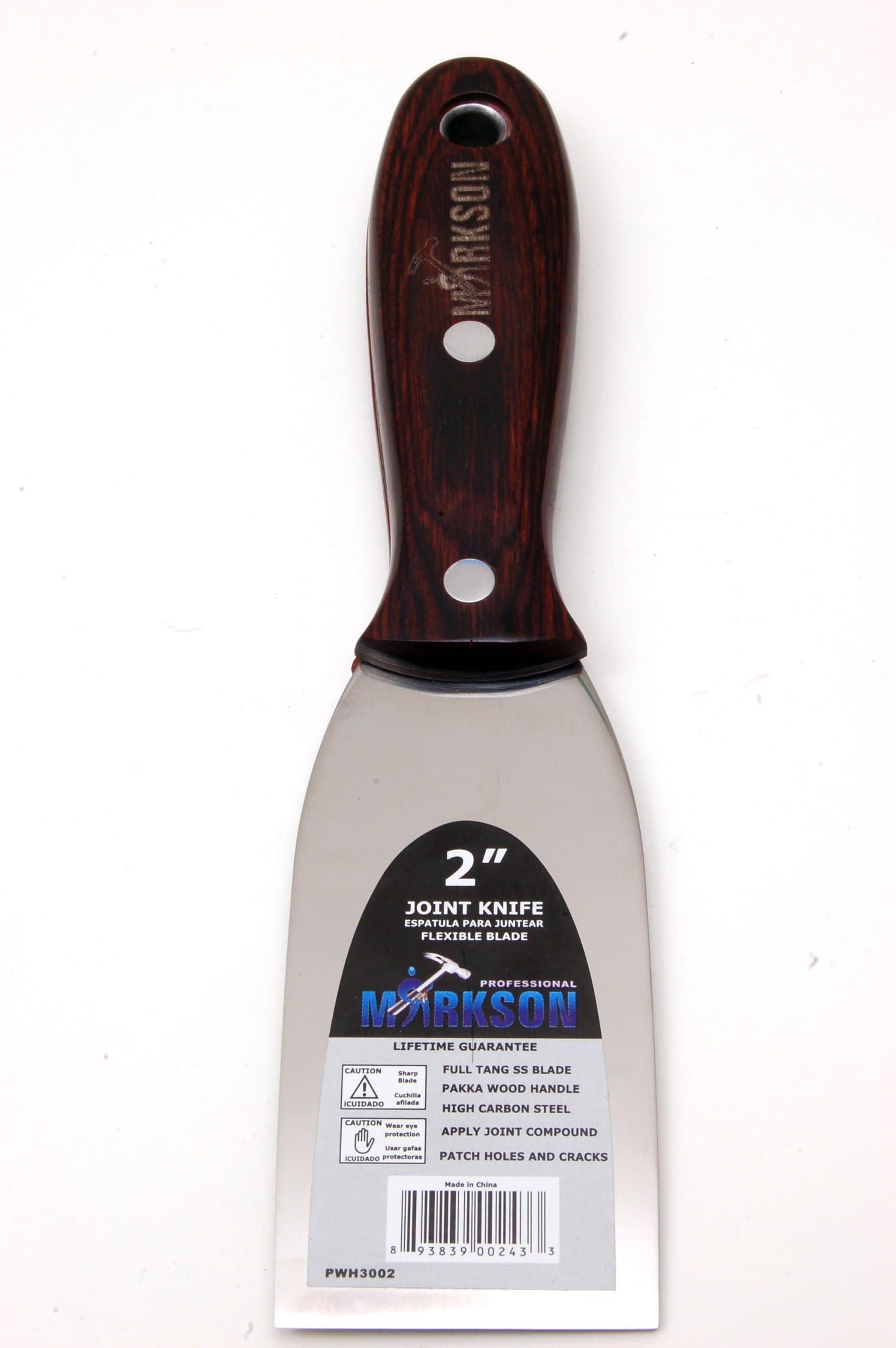 MARKSONPutty Knife 2", Scraper Tool with Pakka Wooden Handle, Spackle Knife, Stainless Steel Blade Joint Knife