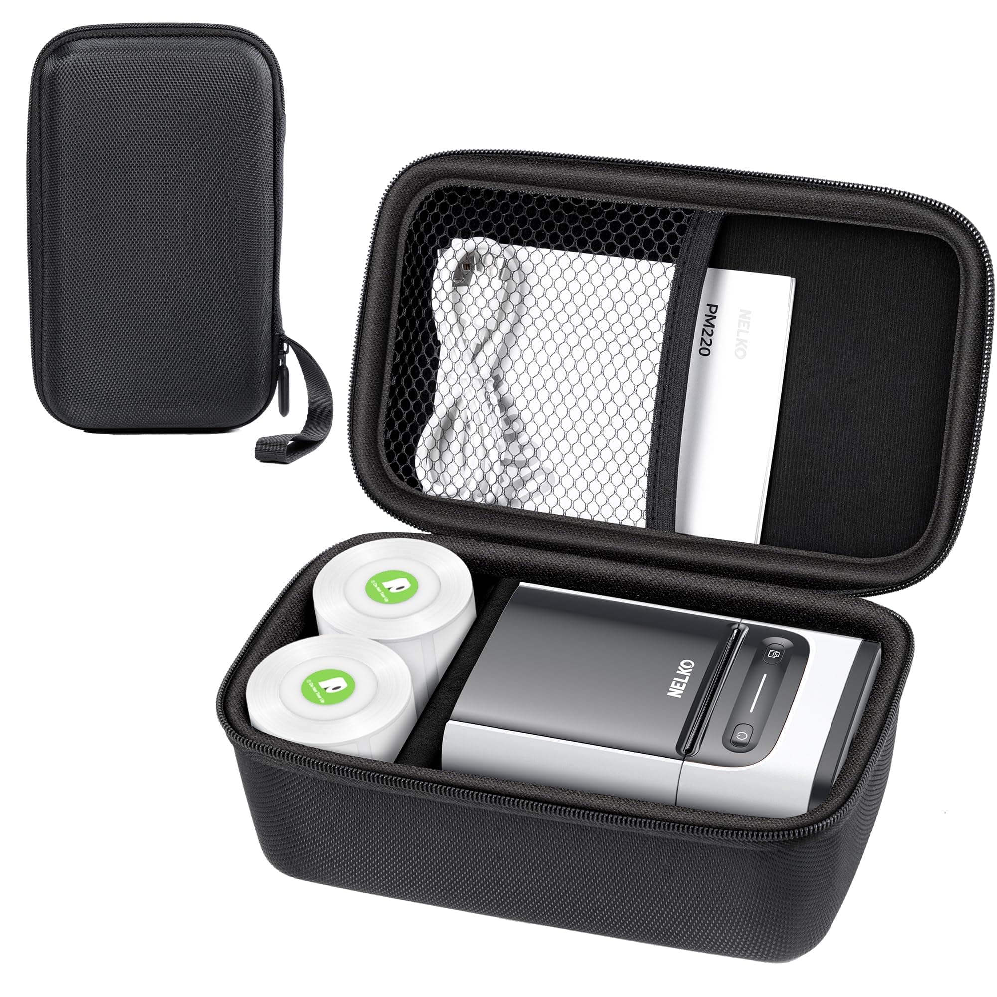 Genuine Case Compatible with Nelko PM220 Label Maker, Portable Handheld Label Printer, Carrying Storage Bag for Label Maker Tape, USB Cable and Accessories, Case Only, Black, LMC03