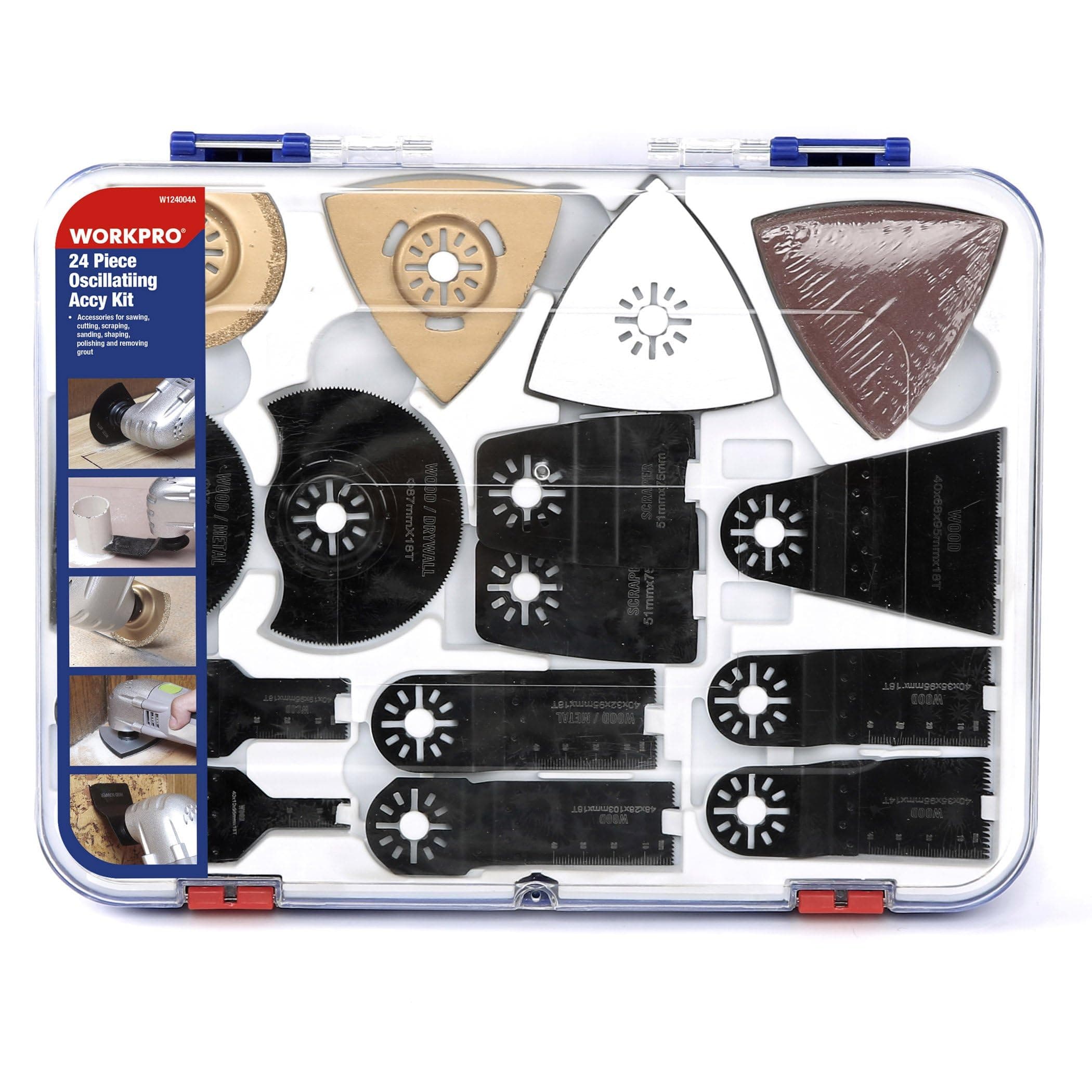 WORKPRO 24-Piece Oscillating Multi Tool Accessories Kit, Wood Metal Oscillating Saw Blades, Mix Multitool Blades Set for Cutting, Sanding, Grinding