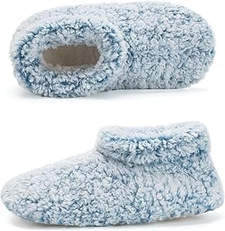 Fuzzy Slippers for Women Indoor, Warm Bedroom Slip On Shoes, Winter Fluffy House Socks with Grippers, Cozy Christmas Gifts Unique