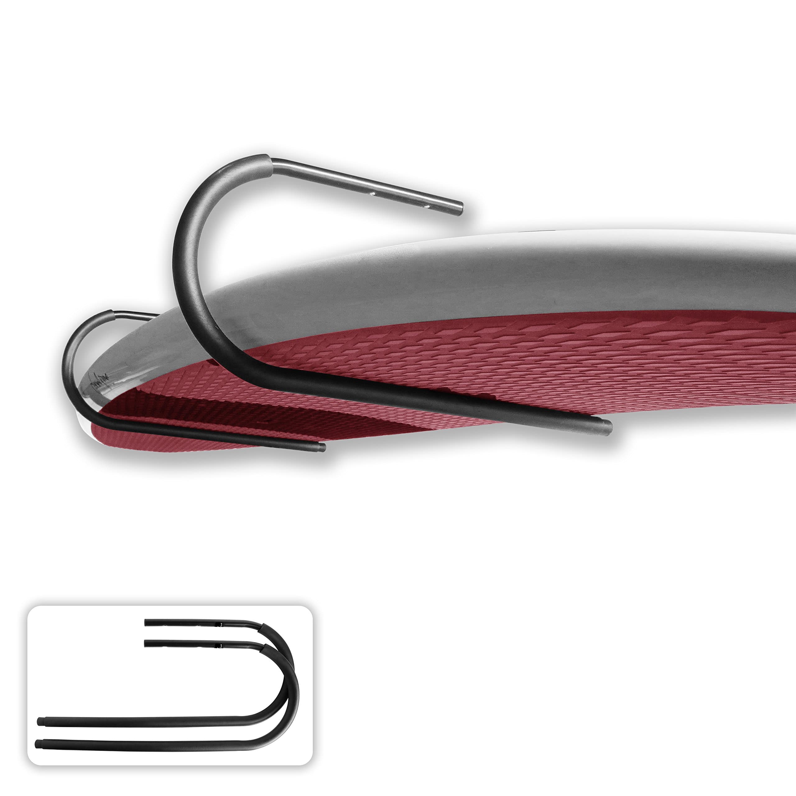 OWN THE WAVE SUP & Surfboard Ceiling or Wall Storage Rack Made from Galvanized Steel with Soft Foam Padding and Vinyl end to Ensure Protection of Your Boards