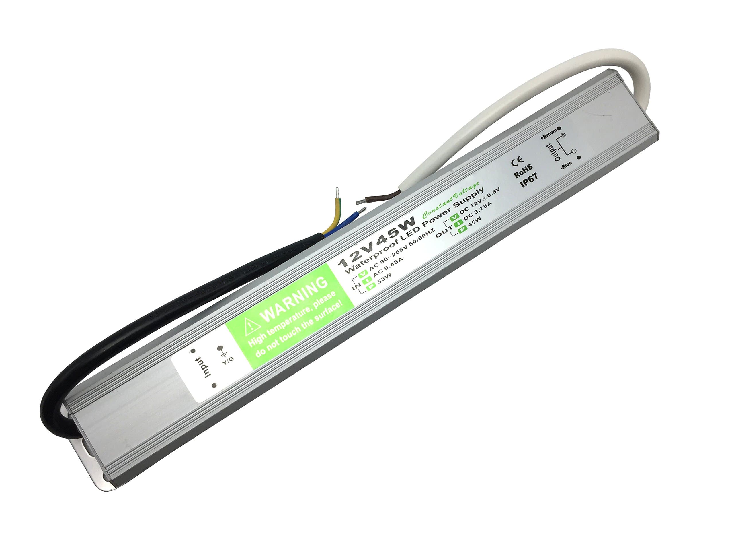 Pearlight DC 12v 45w Power Supply Driver LED Transformer Adapter IP67 Waterproof Suitable for LED Strip Light,LED Module and Other DC Lights