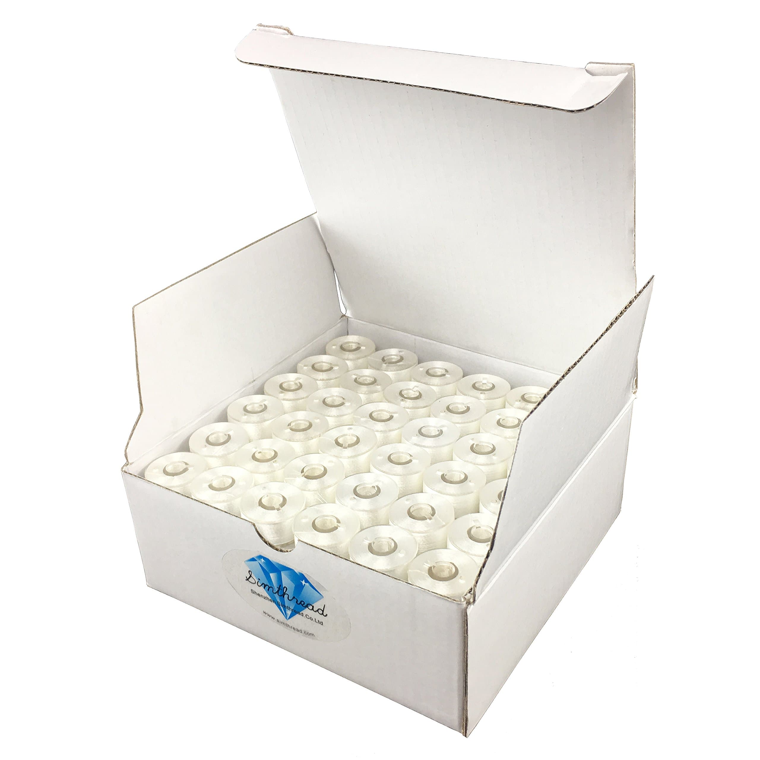Simthread s Tippe A Embroidery Prewound Spools Thread - 144pcs/pack, for Brother, Babylock, Bernina, Janome, Juki, Kenmore, Singer Embroidery Machine (White)