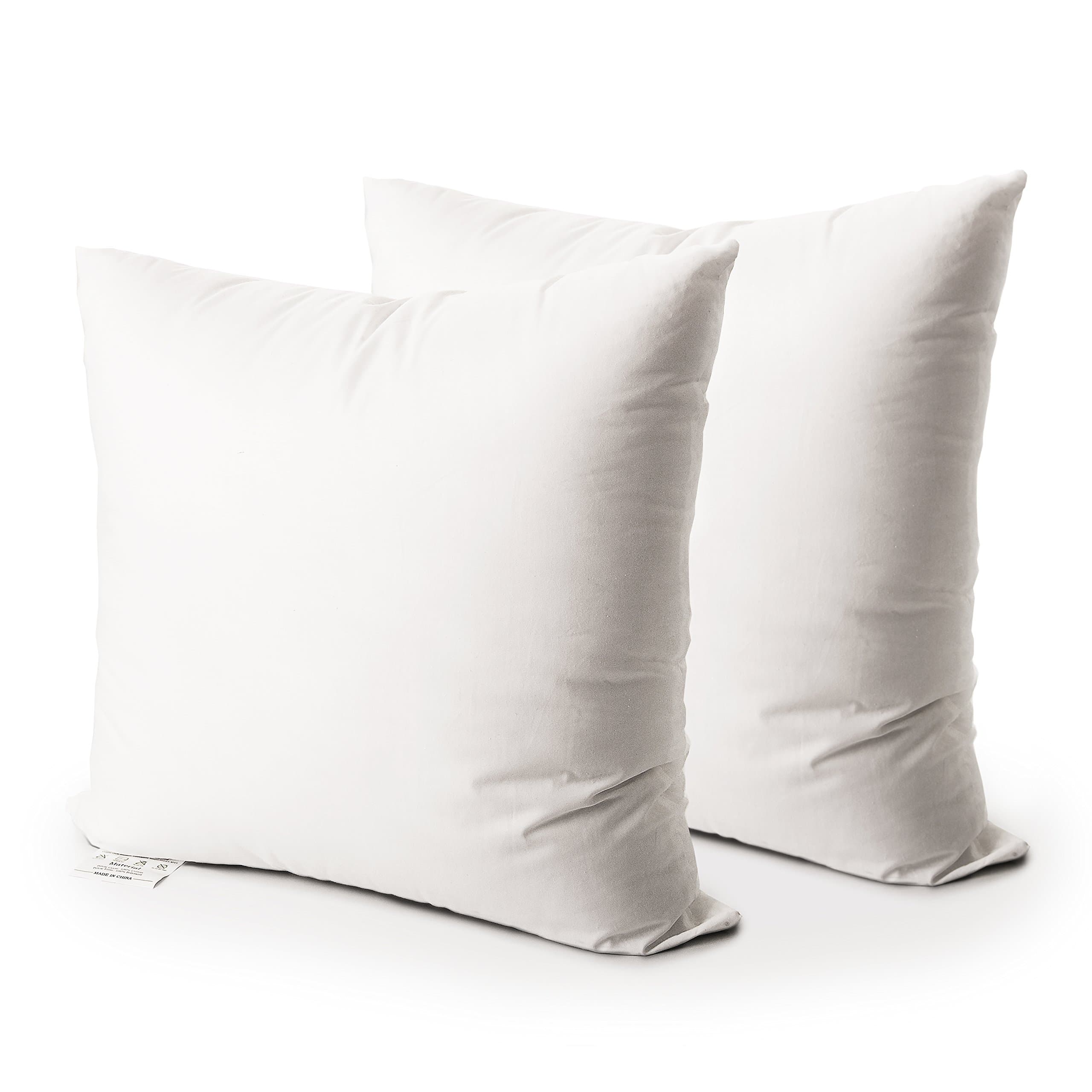Edow Throw Pillow Insert, Set of 2 Down Alternative Polyester Square Form Decorative Pillow, Cushion,Sham Stuffer. (White, 24x24), 2 Count (Pack of 1)