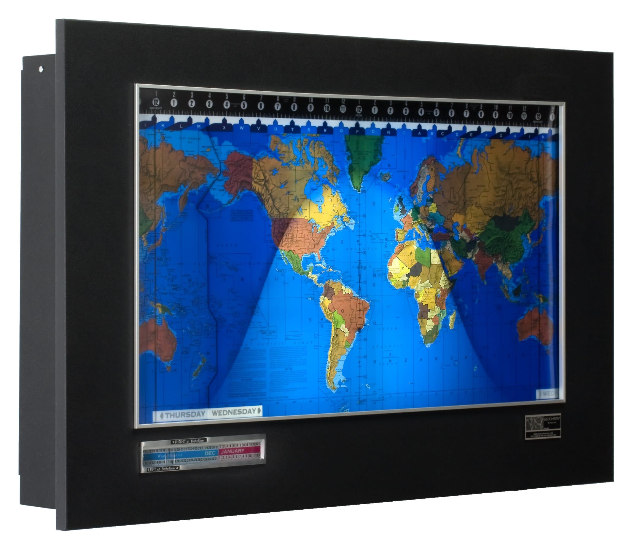 Standard World Clock (Black Goatskin with Silver Trim)