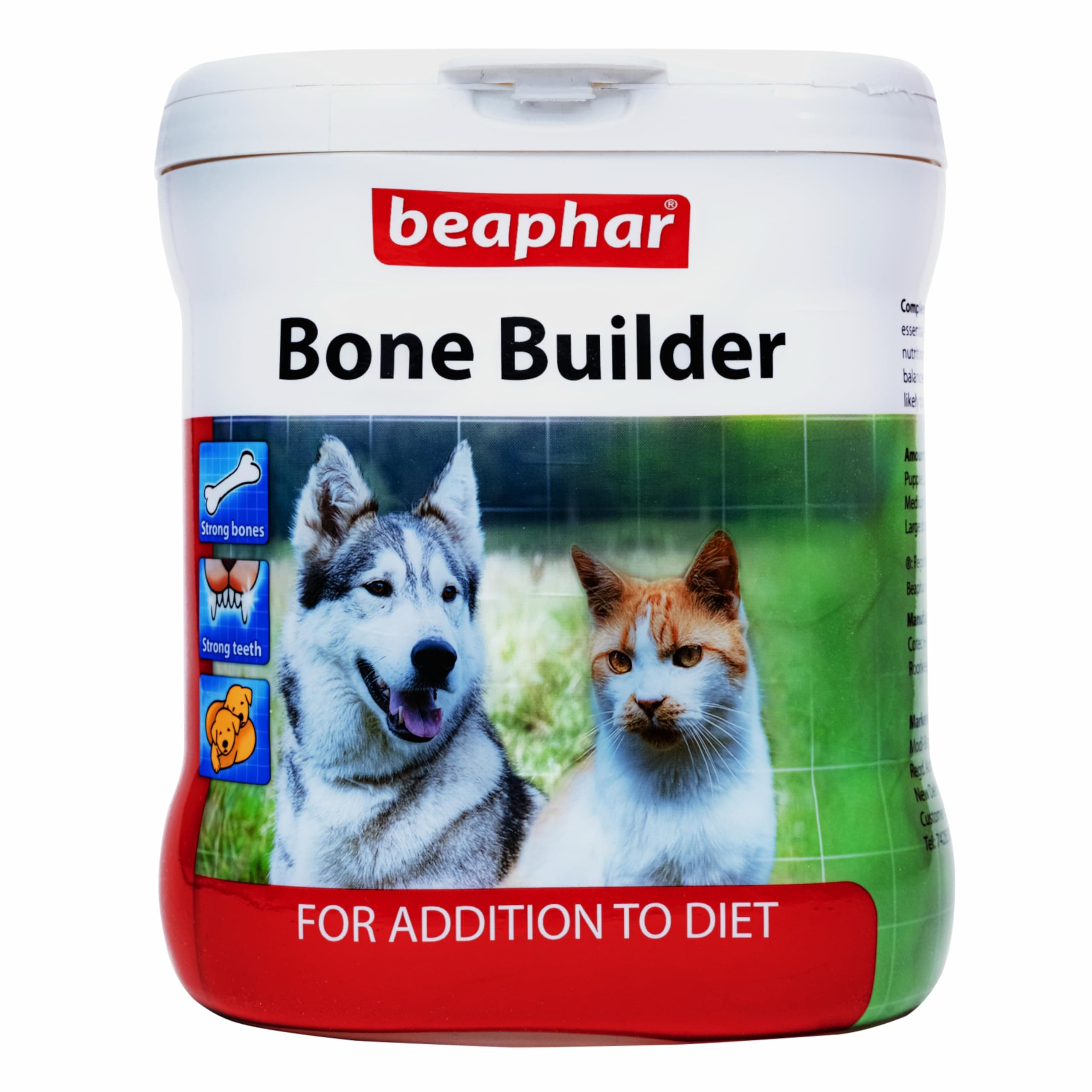 - Beaphar Bone Builder Powder with Calcium | Strong Bones and Teeth | Dog and Cat Food Supplement 400 g, Pack of 1
