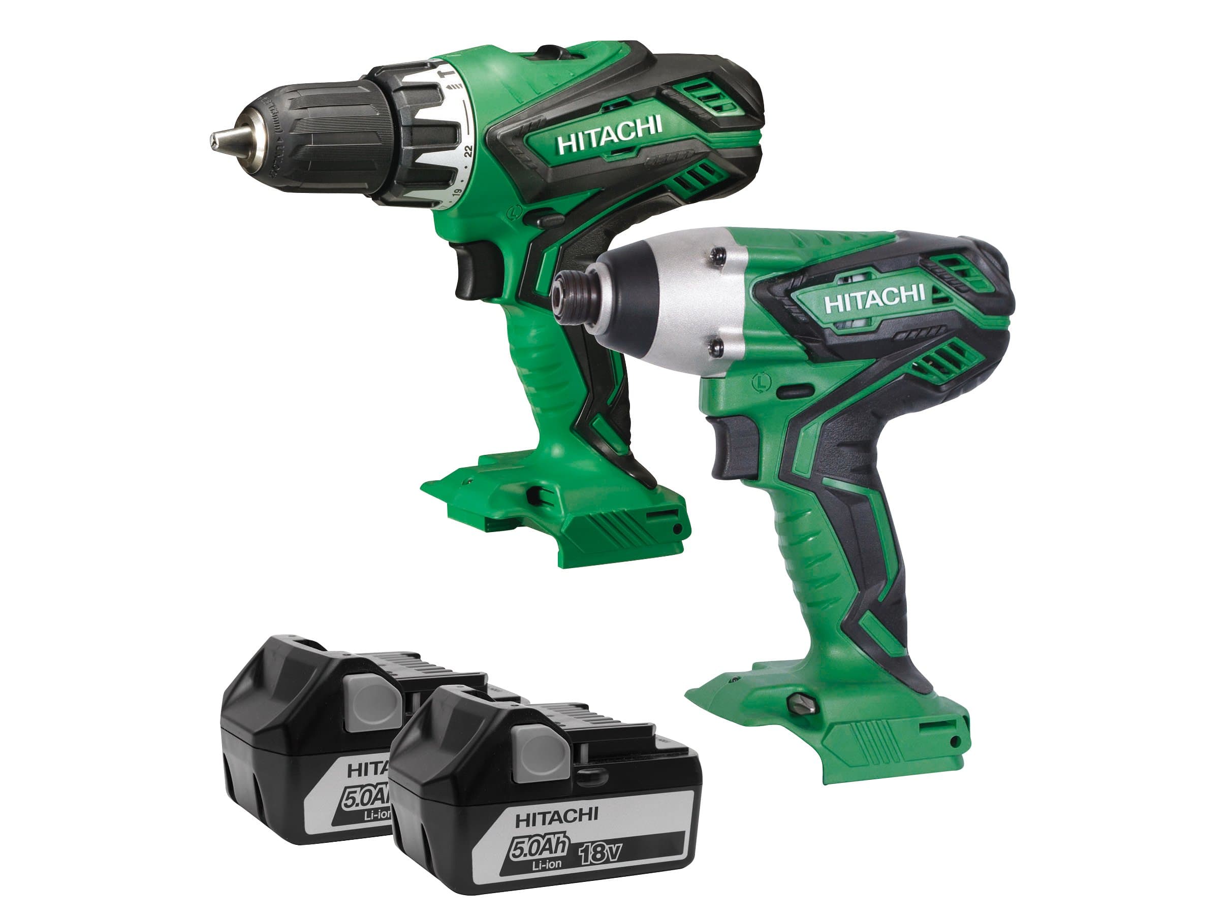 Hitatchi Power Tools HITKC18DGLTW 18 V Combi Drill with Motor and 2 x 5 A Li-Ion - Green