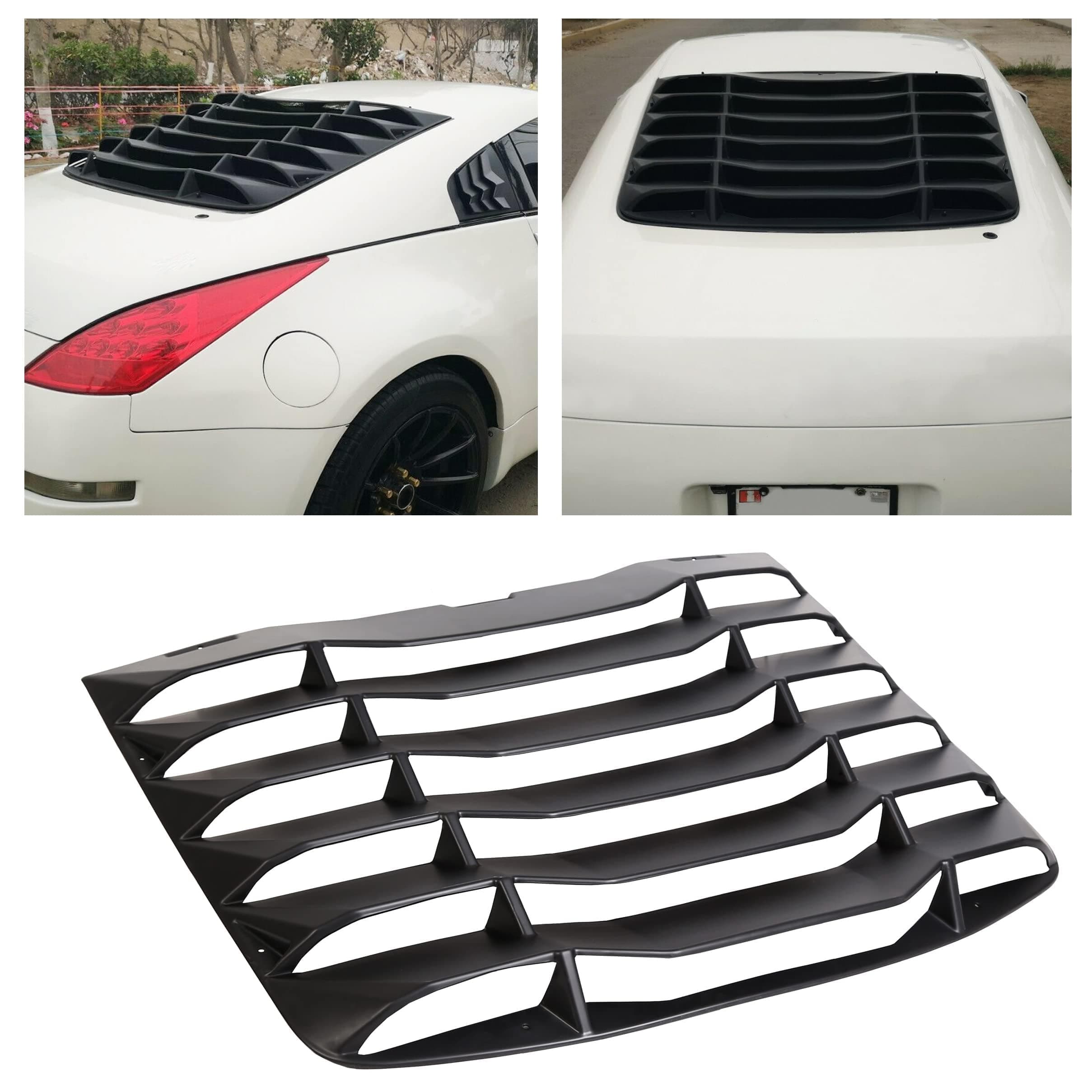 Rear Windshield Louvers Window Sun Shade Cover ABS Compatible with 2003-2008 Nissan 350Z Matte Black