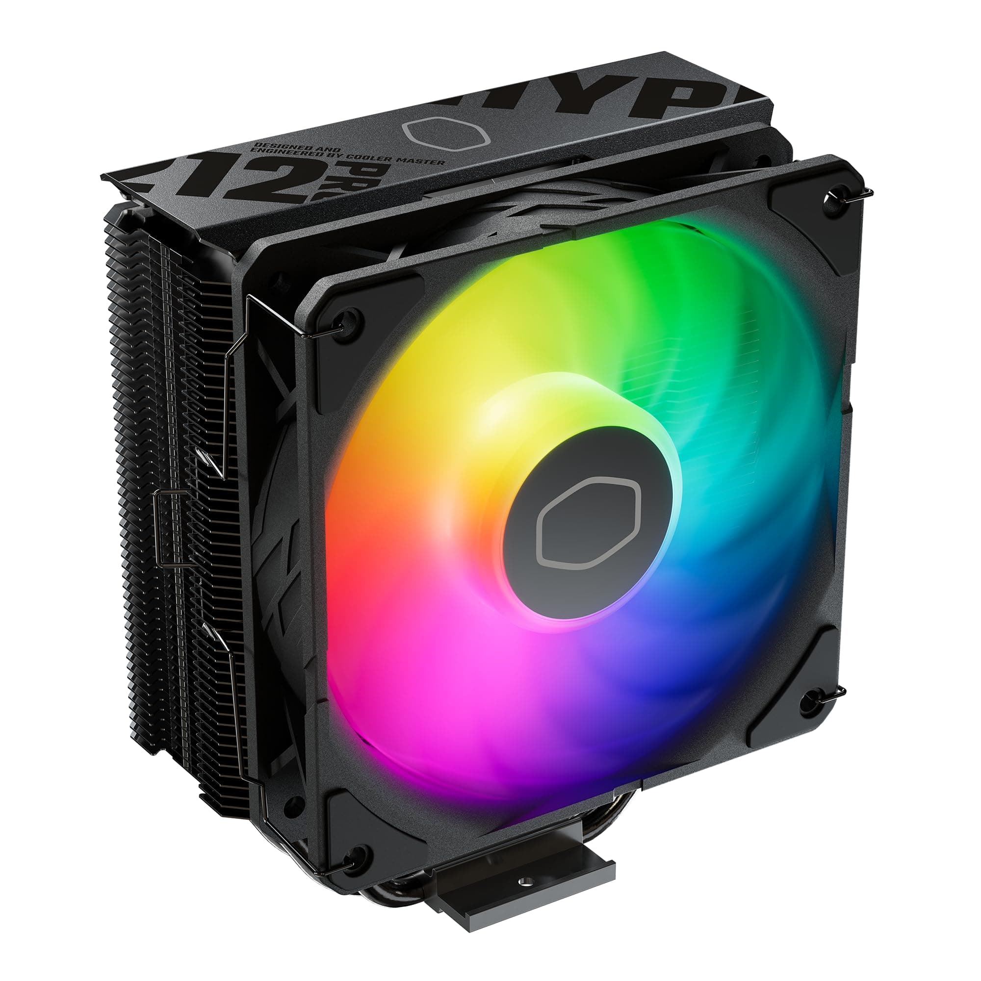 Cooler Master Hyper 212 Black Edition RGB Cpu Air Cooler, Sf120R RGB Fan, Anodized Gun-Metal Black, Brushed Nickel Fins, 4 Copper Direct Contact Heat Pipes For Amd Ryzen/Intel Lga1200/1151