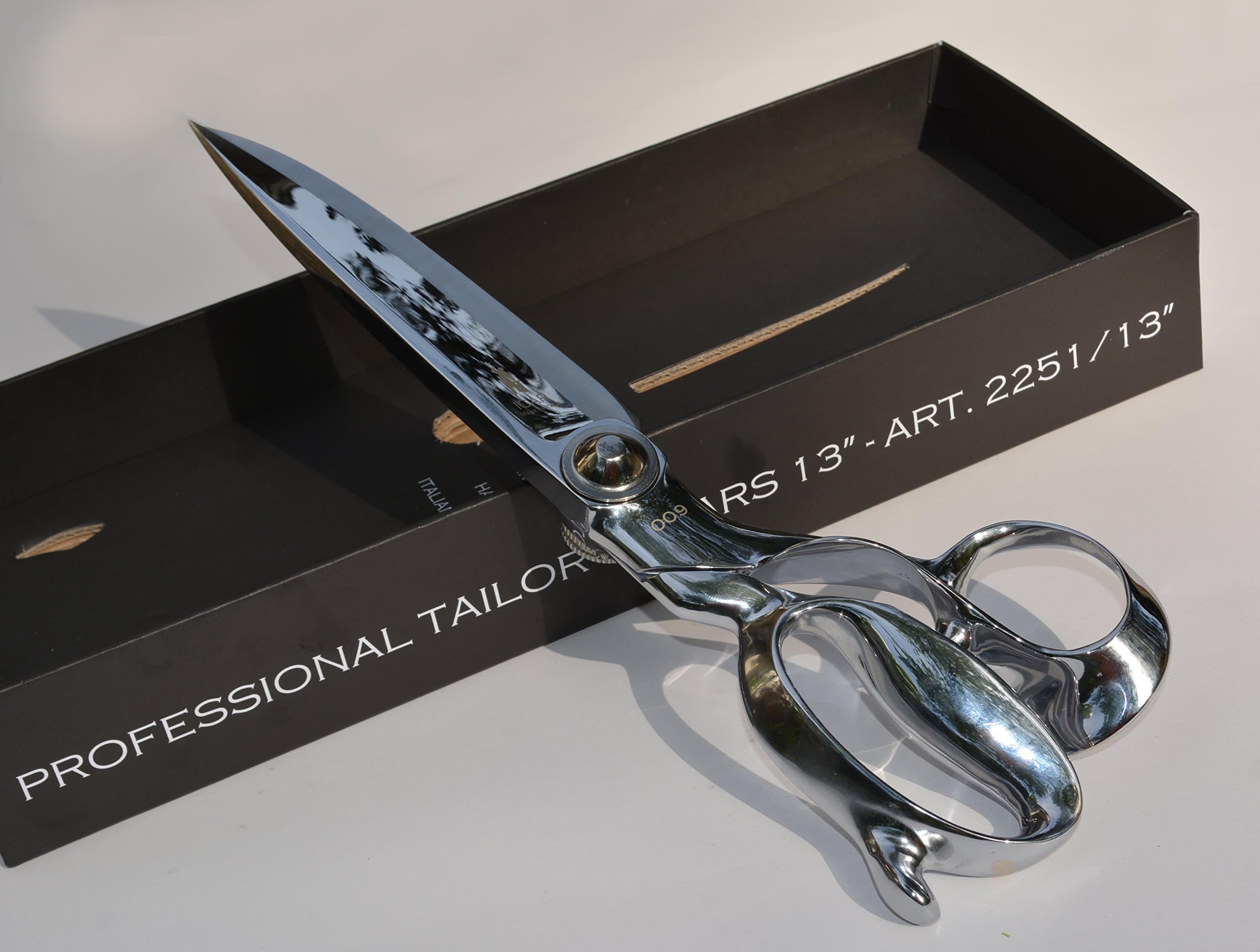 ICAR - 13" (33 cm) Tailors' Shears / Scissors - hand Made in Italy (brass or chrome finish) (Chrome)