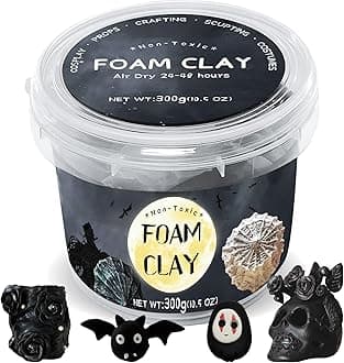 Black Moldable Cosplay Foam Clay (300 Gram) Air Dry Clay - High Density and Perfect for Intricate Designs | Figures | Masks | Craft Projects | Great for Cutting with Tools, Sanding or Shaping