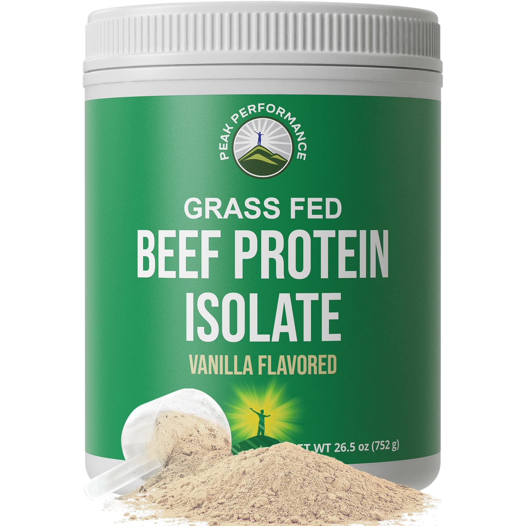 Grass Fed Beef Protein Powder - Lactose Free Great Tasting Beef Protein Isolate. Complete Animal Based Non Dairy Paleo Carnivore Supplement for Prime Muscle Building. No Whey. Vanilla Flavor