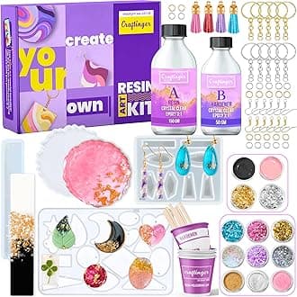 Craftinger Upgraded All in One Kit with 200gm Resin for Pendant Earring Keychain & Coaster, Multicolor