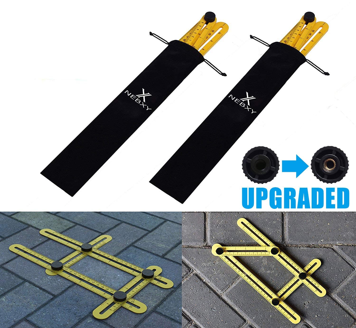 Template tool angle ruler, NEBXY Multi-angle measuring ruler, Measurement tool and tool template ruler for measures all angles for Handymen, Builders and Craftsmen( Pack of 2)