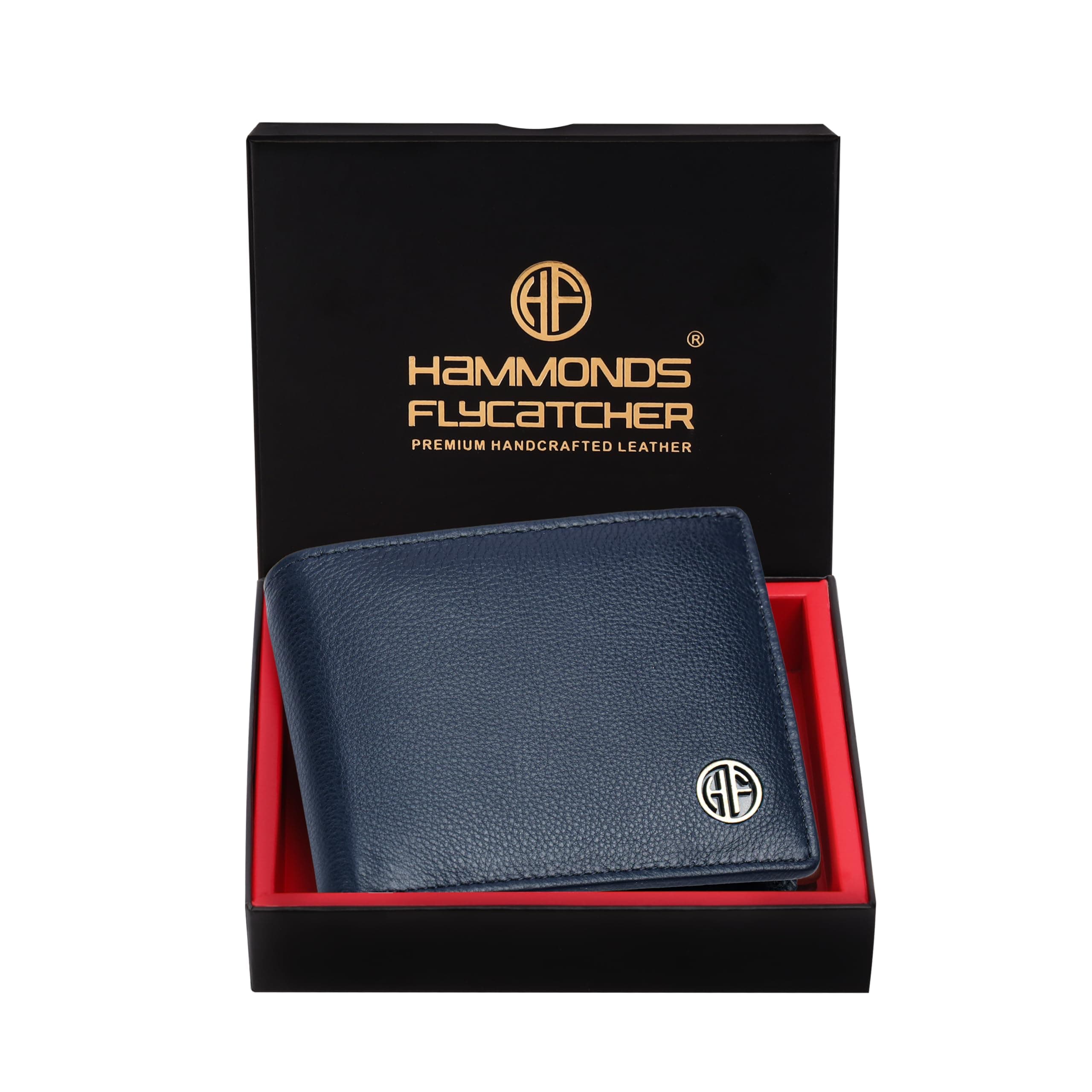 Genuine Leather Wallet, RFID Protected, Bi-Fold, 4 Card Slots, Coin Pocket, Hidden Pockets - Royal Blue