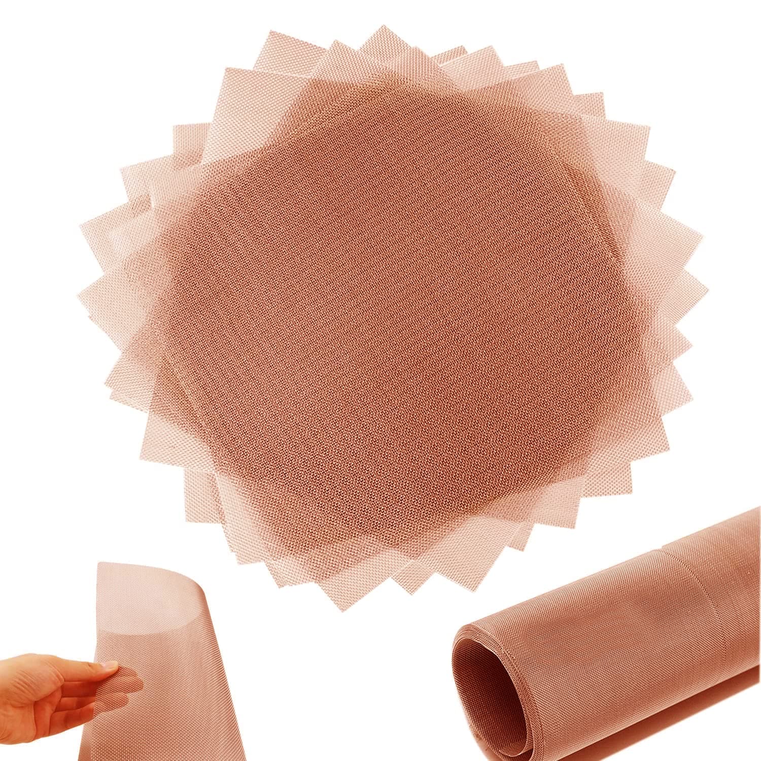 10 Pack 80 Mesh 99.9% Pure Copper Screen Woven Mesh Screen, Copper Mesh Cloth Fine Mesh, 5.9x5.9 Inch