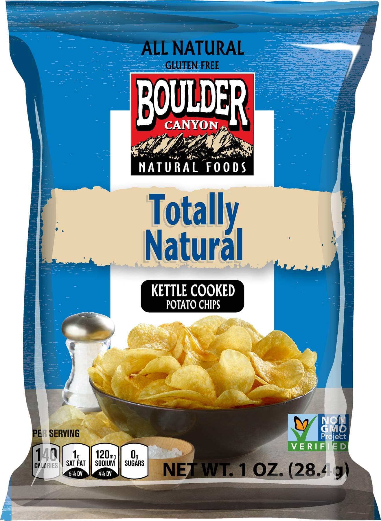Boulder Canyon Sea Salt Kettle Cooked Potato Chips - 1 oz. bag, 72 per case