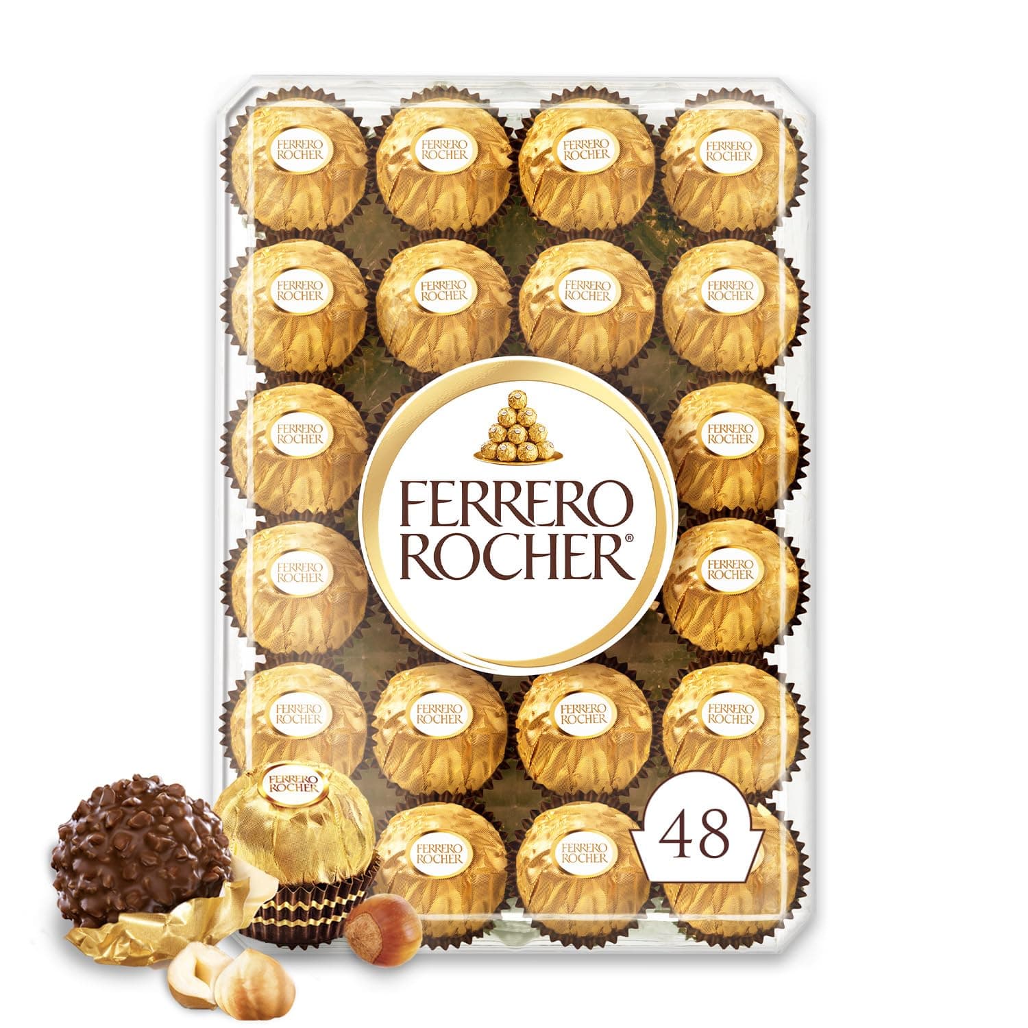 Fine Hazelnut Milk Chocolate Gift Box, 48 Count, Ideal Hostess Gift, 600g