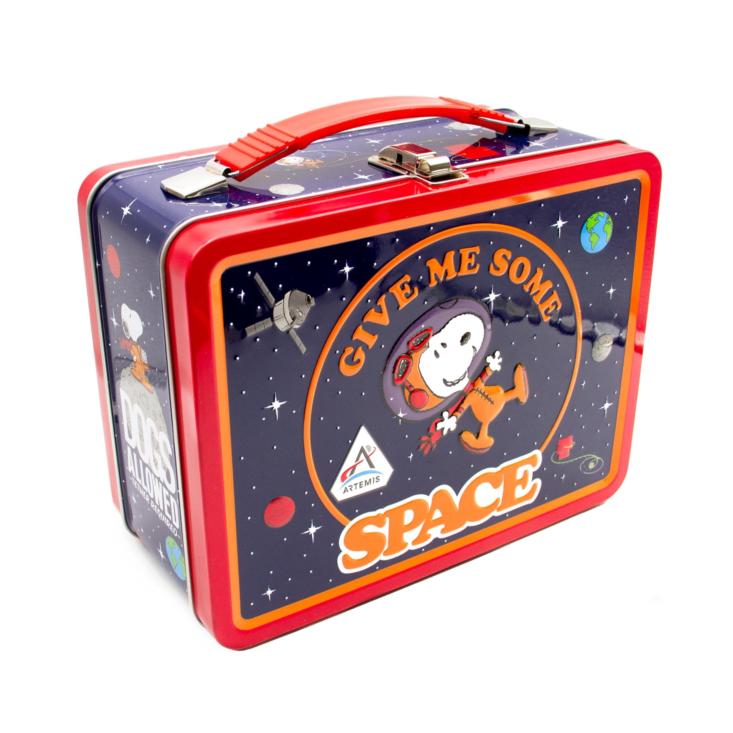Peanuts Artemis Fun Box - Sturdy Tin Storage Box with Plastic Handle & Embossed Front Cover - Officially Licensed Peanuts Artemis Merchandise & Collectible Gift