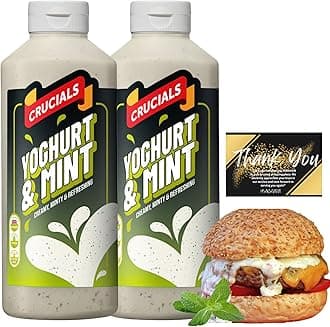 Crucials Sauce - Thank You Card by Parahon – Cool, Creamy Sauce for BBQ, Burgers, Grilled Meat, Wraps, Salads & Sandwiches – Refreshing Flavour Condiment (2 x 500ml, Yoghurt & Mint)