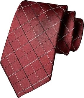 Elfeves Men's Striped Gingham Check Pattern Ties Business Formal Designer Neckties