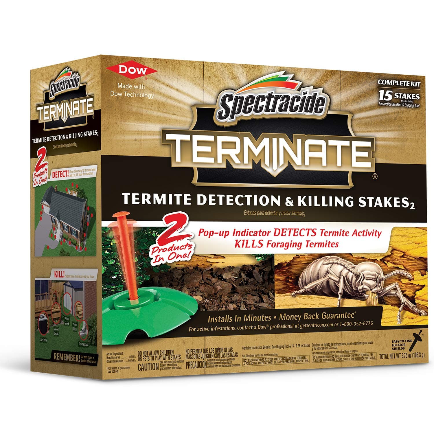 Spectracide Terminate Termite Detection & Killing Stakes, Kills Foraging Termites, Detects Termite Activity, 15 Count