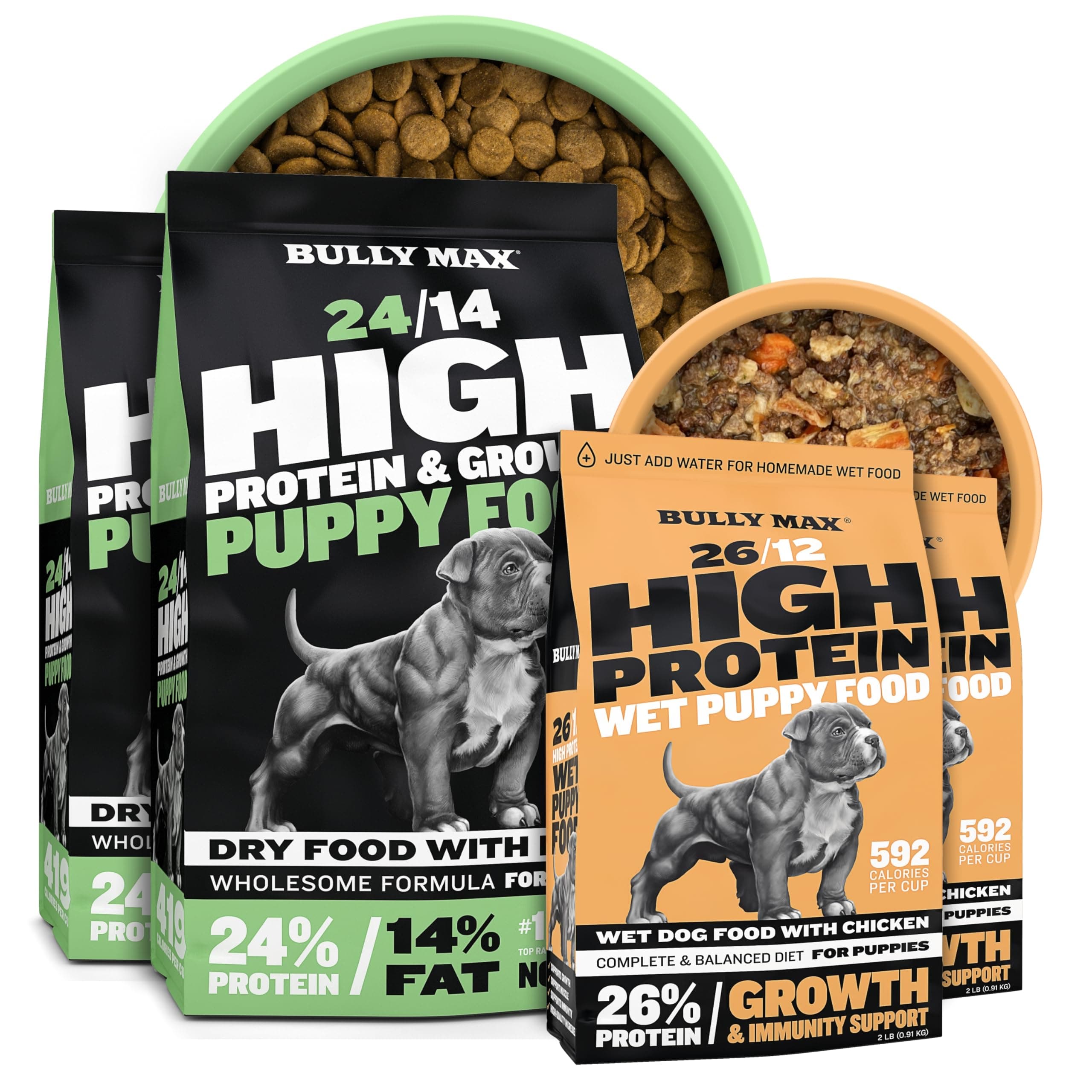 Puppy Growth Bundle - High-Protein Lamb & Rice Dry Food (10 lb, 2 x 5 lbs.) + Dehydrated Chicken Wet Food (4 lb. Dry, Makes 11 lb. Wet) - All-Breed Nutrition for Healthy Growth & Development