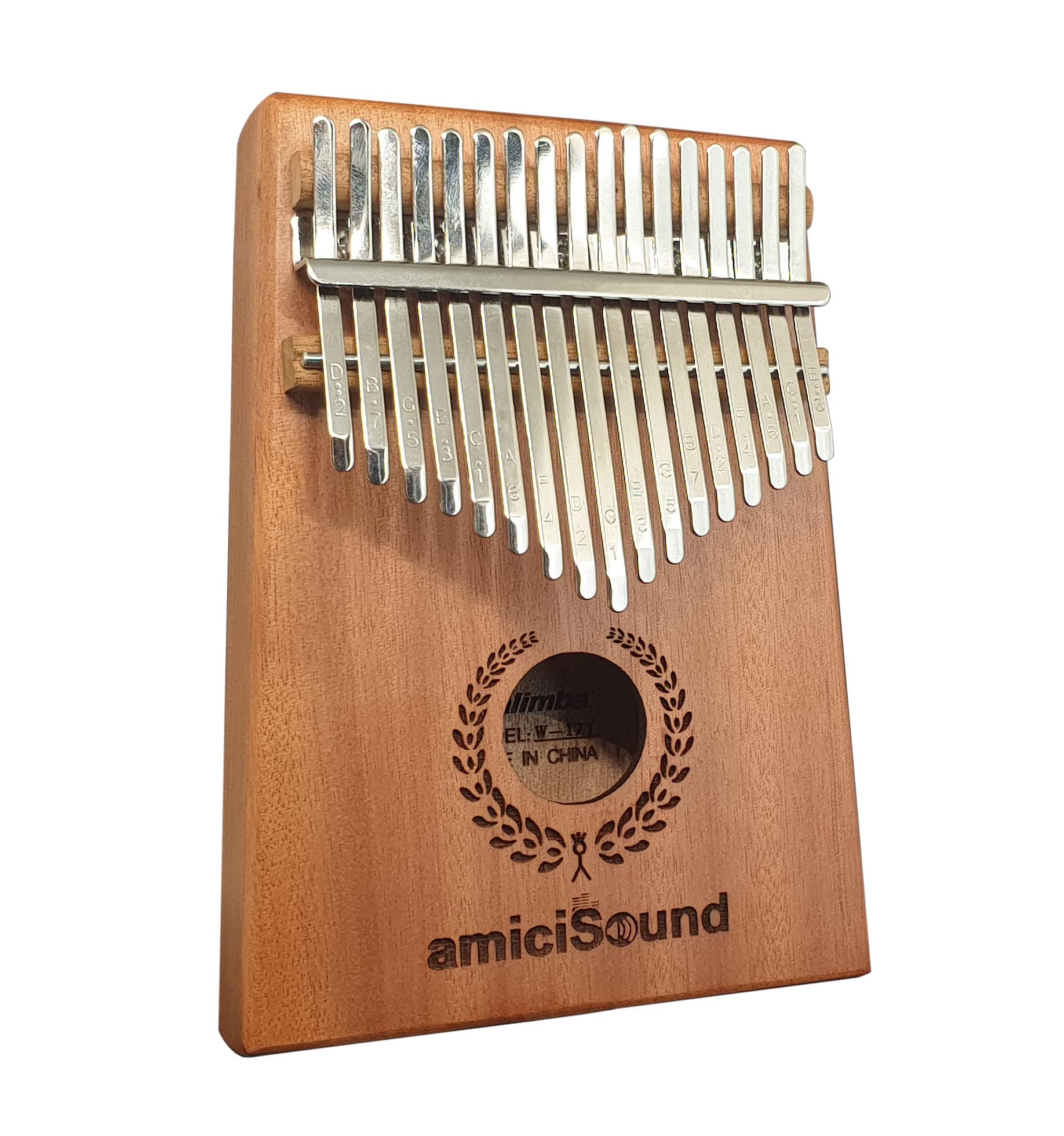 17 Keys Musical Instrument Kalimba with Engraved Notes and Tuning Hammer