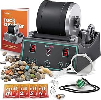 Advanced Professional Rock Tumbler Kit - with Digital 9-day timer & 3-speed polisher settings - UK/EU Edition Turn Rough Rocks into Beautiful Gems : Great Geology Science Kit STEM Gift for all ages