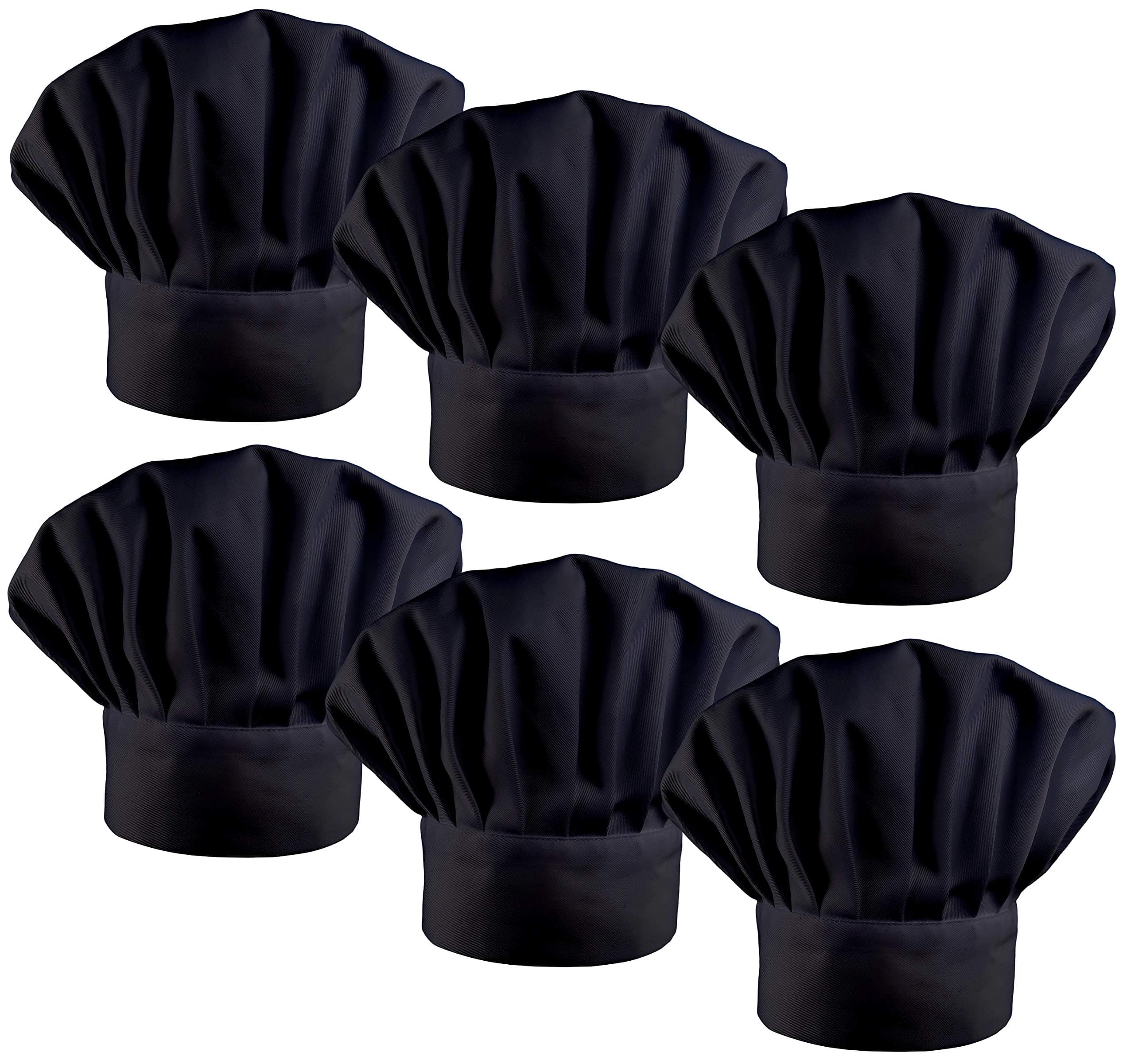 LilMents6 Pack Chef Hat Set Elastic Baker Kitchen Catering Cooking Chefs Hats