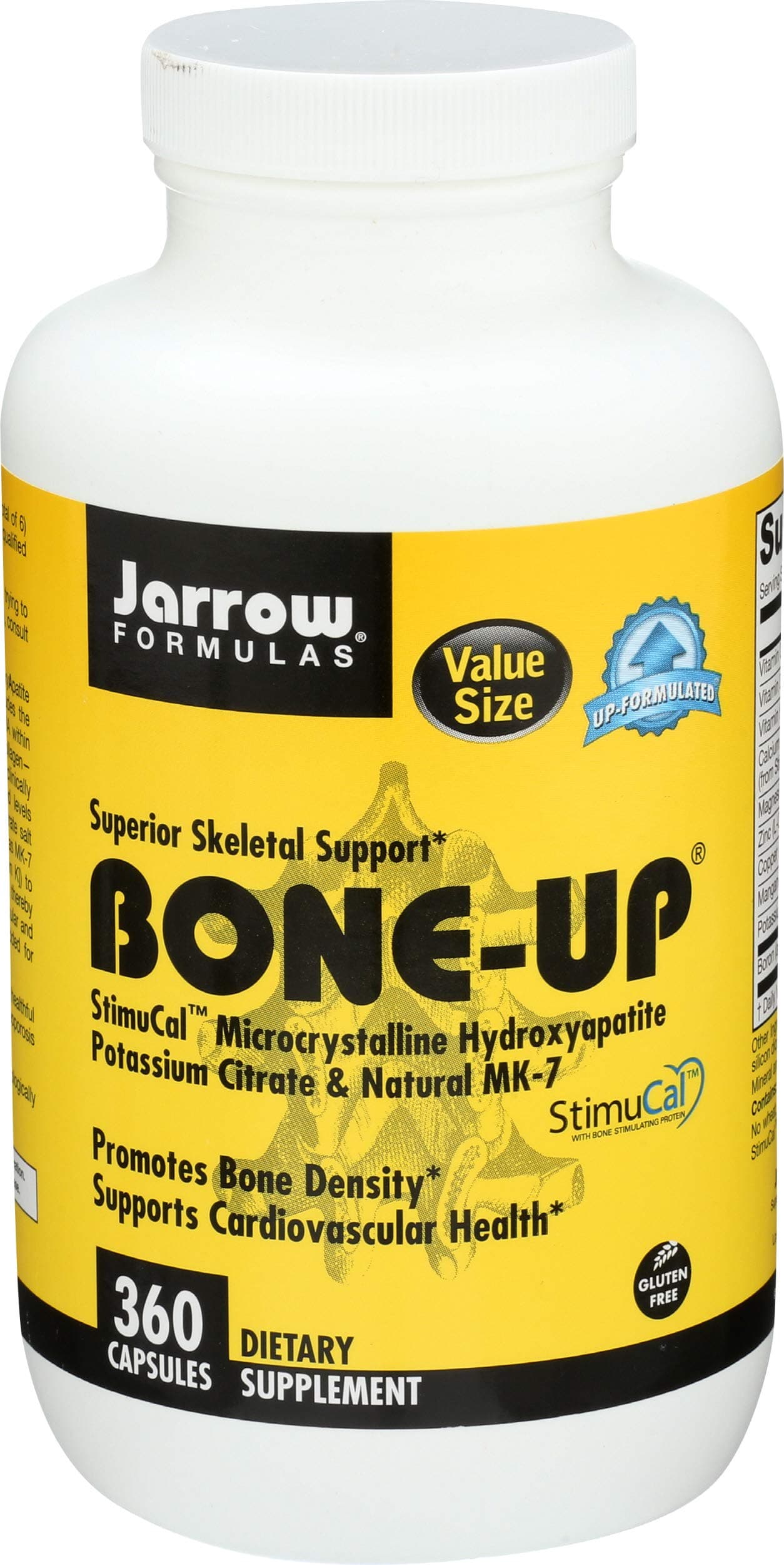 Jarrow Formulas BoneUp for Bone Density - Vitamin D3 and K2, Calcium Support, 360 Capsules, Promotes Skeletal Nutrition, Up to 60 Days Supply