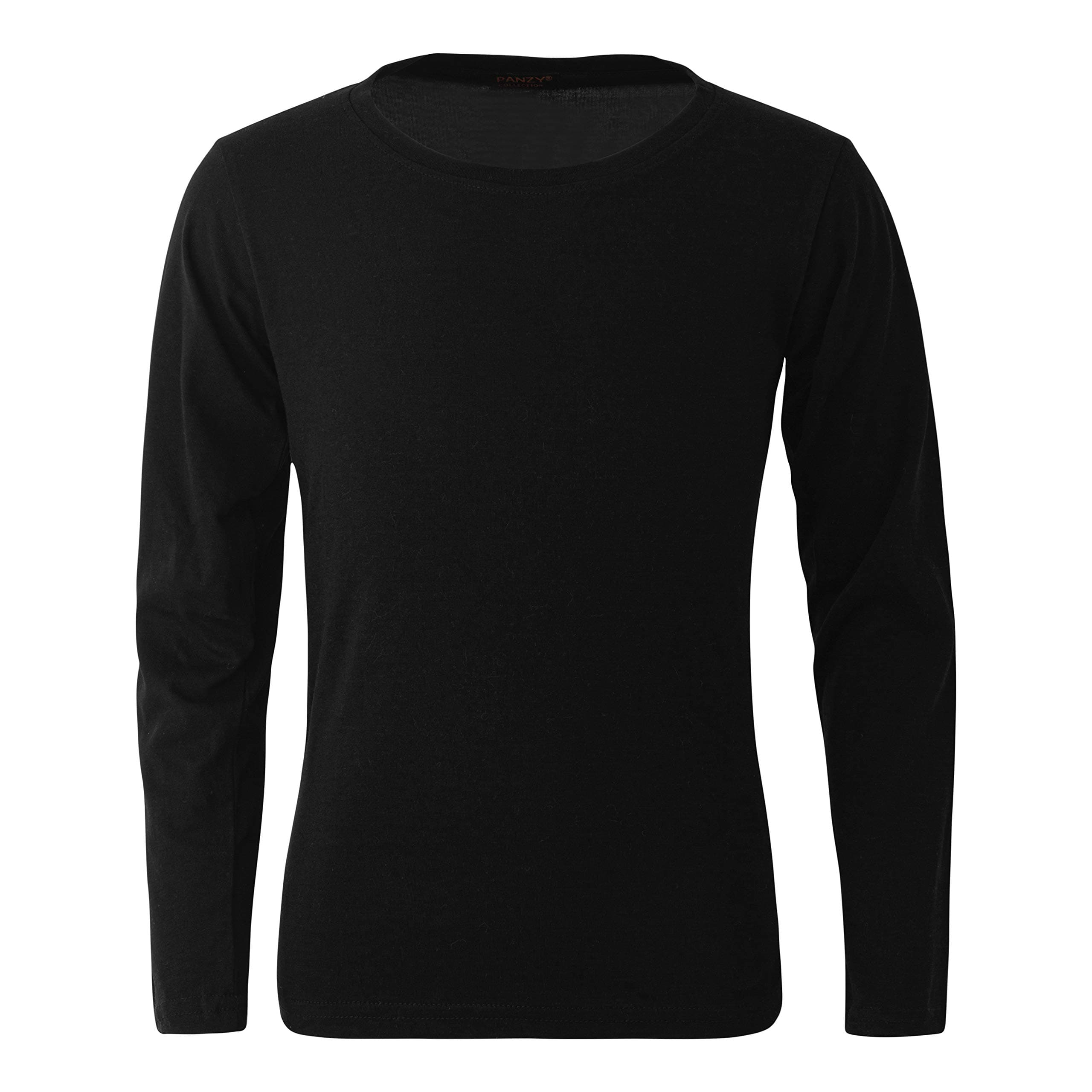 Panzy® Girls Long Sleeve Plain Basic 100% Cotton Top Kids T-Shirt Tops Crew Uniform Tee
