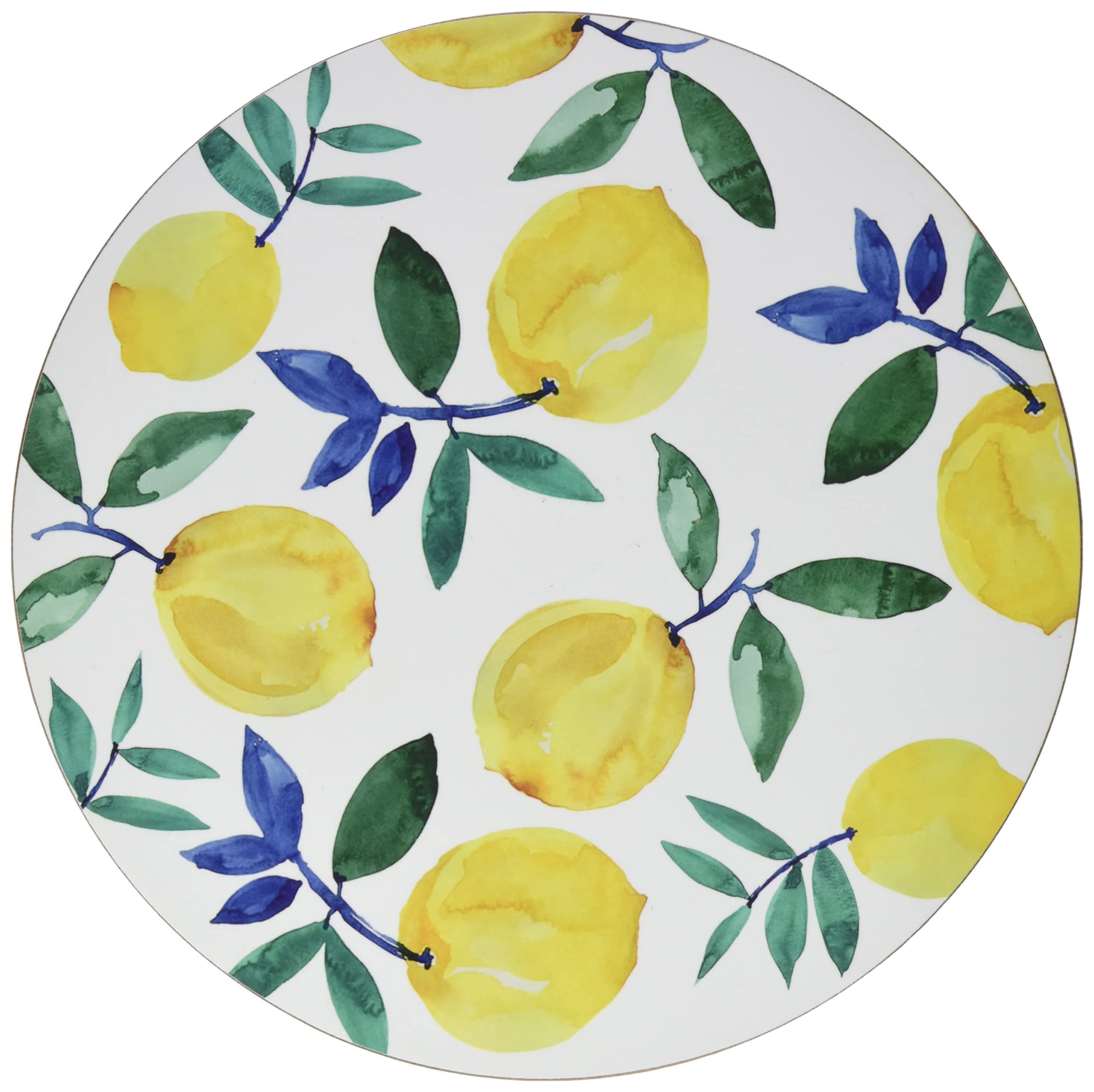 Creative Tops Cork Backed Placemats / Table Mats with Printed 'Lemons' Design, White, Placemats