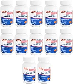 Rugby Ultra Strength Simethicone Gas Relief 180 mg - Maximum Relief for Adults - May Help with Symptoms of Flatulence & Bloating - 60 Softgels (12 Pack)