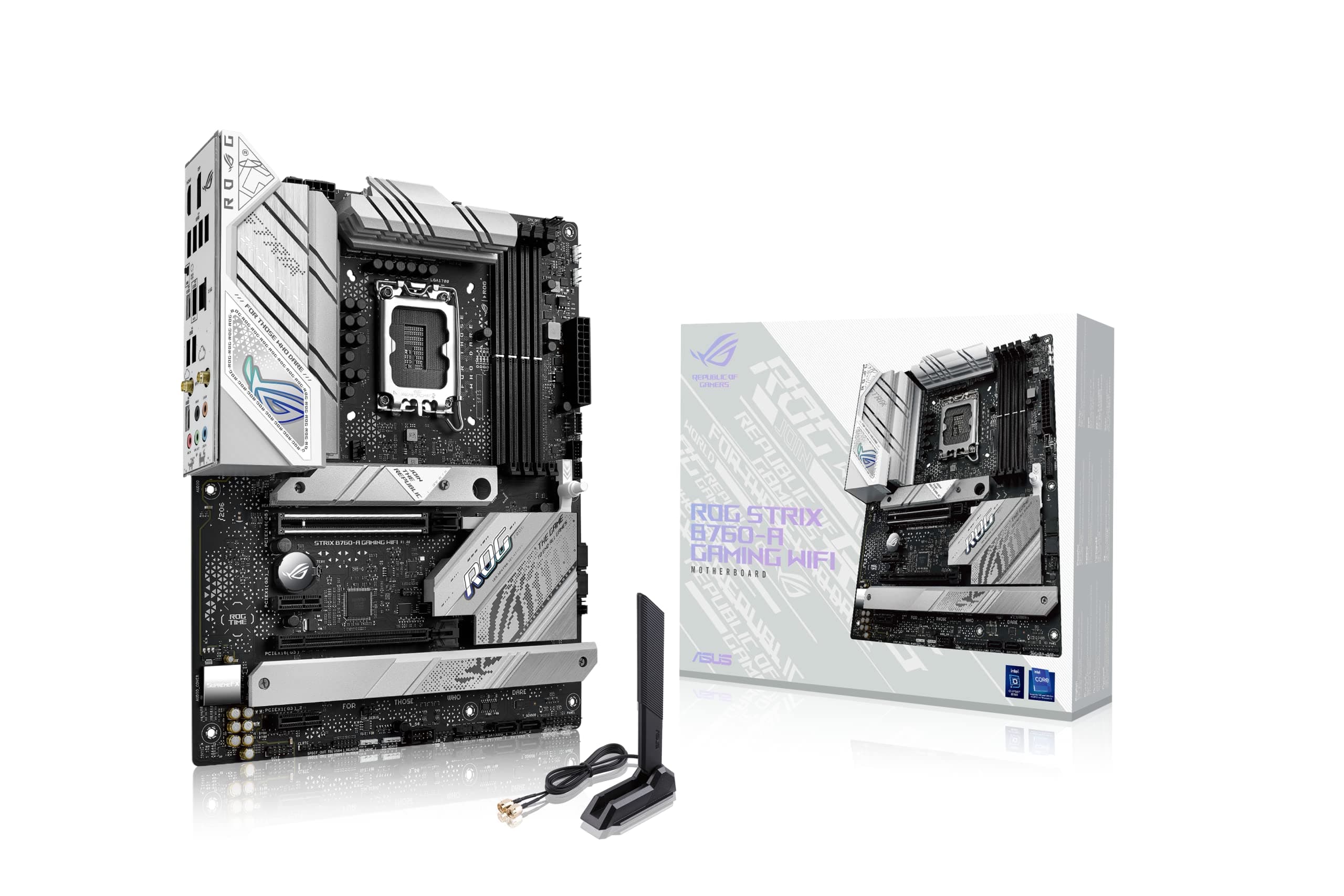 ASUS Rog Strix B760-A Gaming Wifi Intel B760(13Th&12Th Gen)Lga 1700 White Atx Motherboard,12 + 1 Power Stages,Ddr5,Pcie 5.0,Three M.2 Slots,Wifi 6E,Usb 3.2 Gen 2X2 Type-C,And Aura Sync Rgb