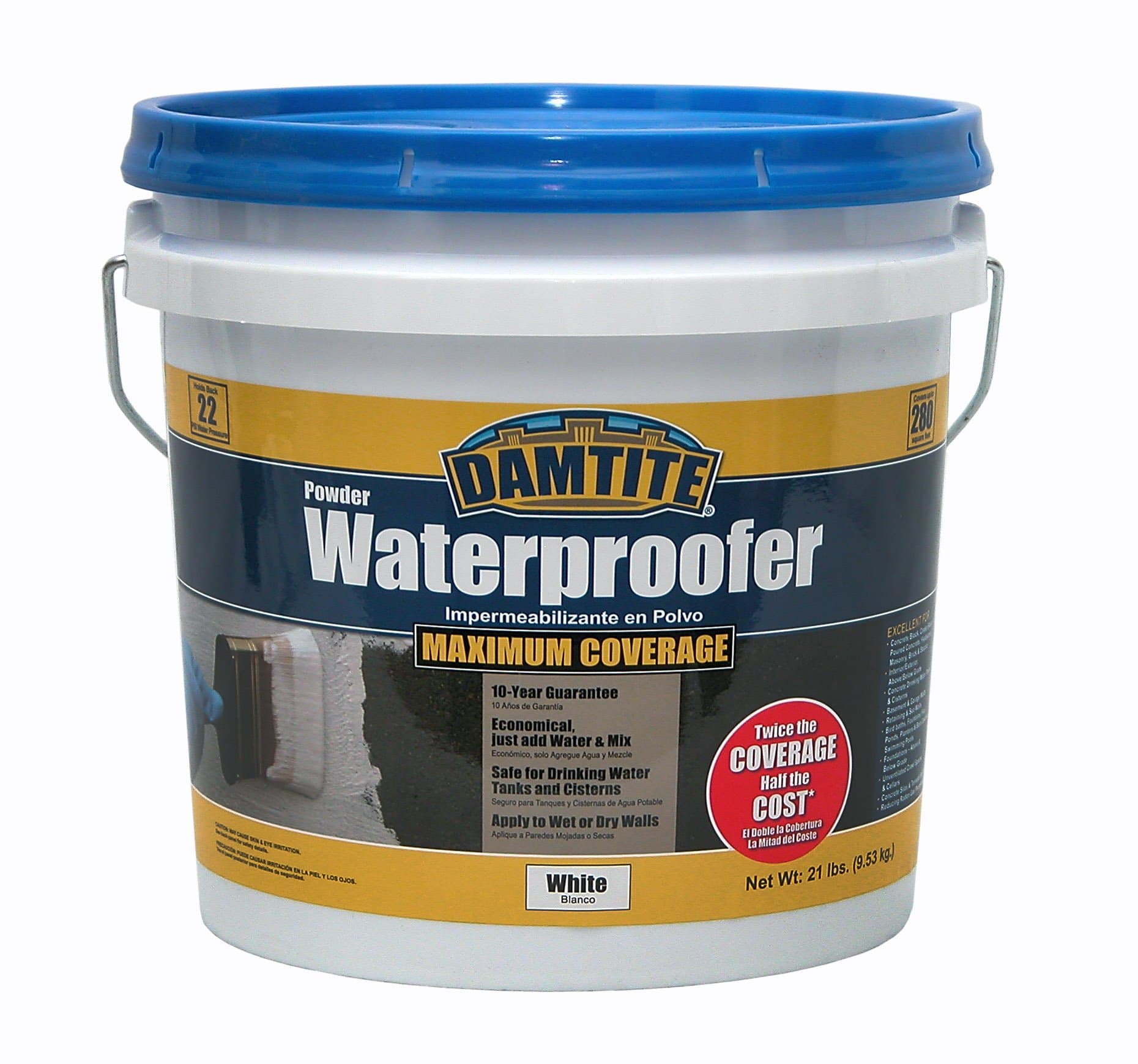 DAMTITE Waterproofing 01211 Maximum Coverage White Powder Waterproofer, 21 lb, White