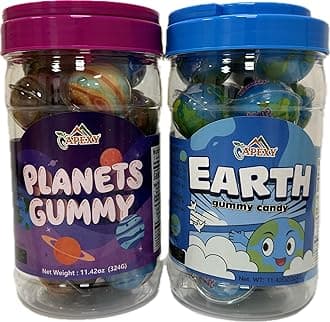 APEXYPlanet Gummy Candy with Fruity Liquid Center Fat Free Fun & Delicious Space- Themed Treats Great for Halloween, Birthday, Trick Or Treat, Party 11.42oz Variety Pack (Earth & Mixed Planets)