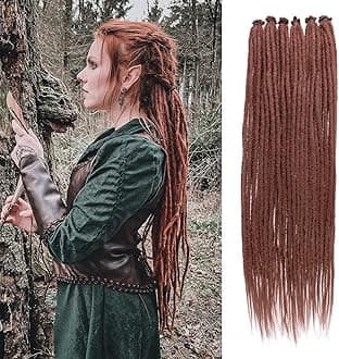 Leeven 40 Strands 24 Inch Dreadlock Extensions Brown Single Ended Hippie Dreads 0.6 cm Width Loc Extensions Reggae Style Synthetic Crochet Hair for Women and Men