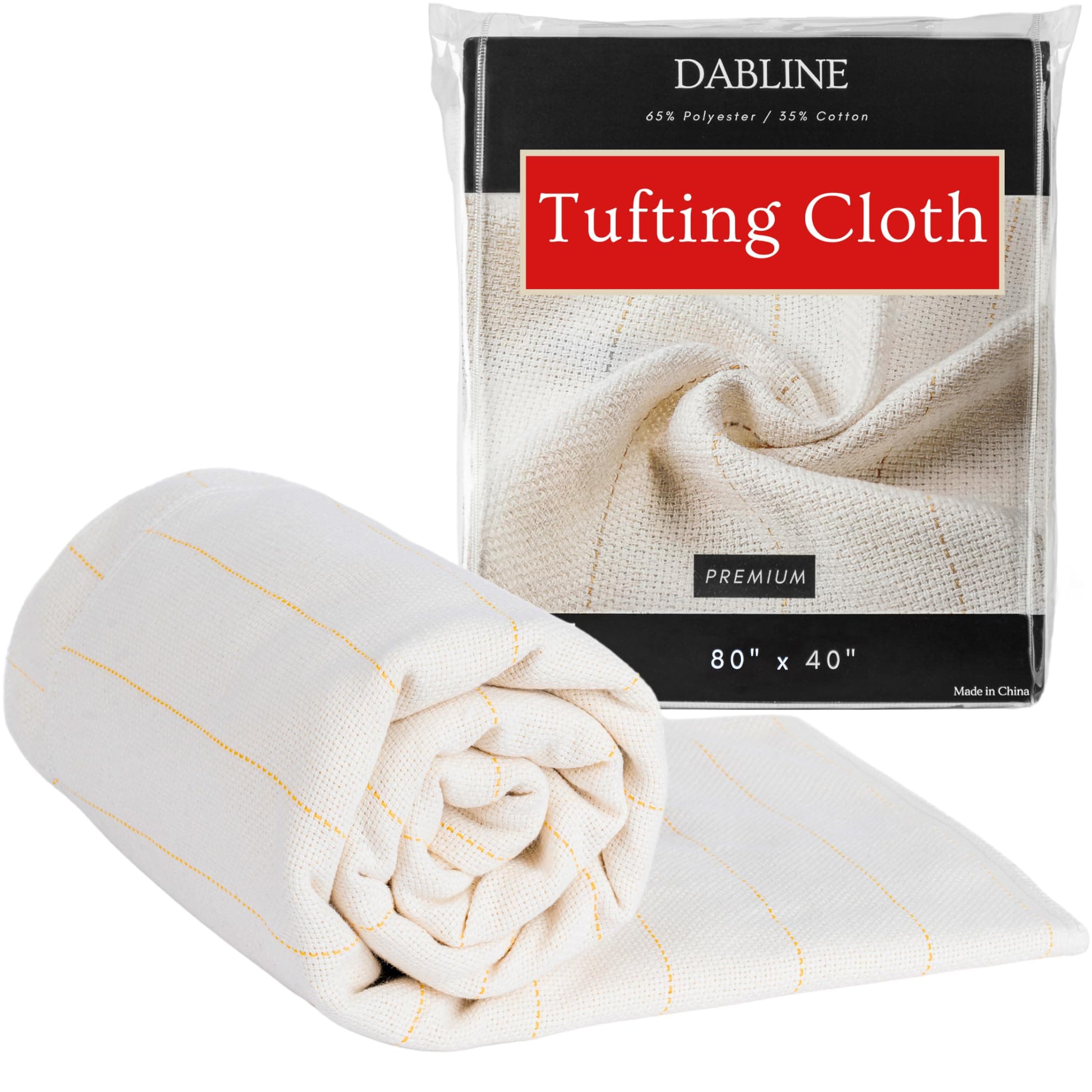 DABLINE 80" x 40" Primary Tufting Cloth for Rug Making and Punch Needle, Premium Monks Cloth for Cut and Loop Pile Guns, Fabric With Marked Lines