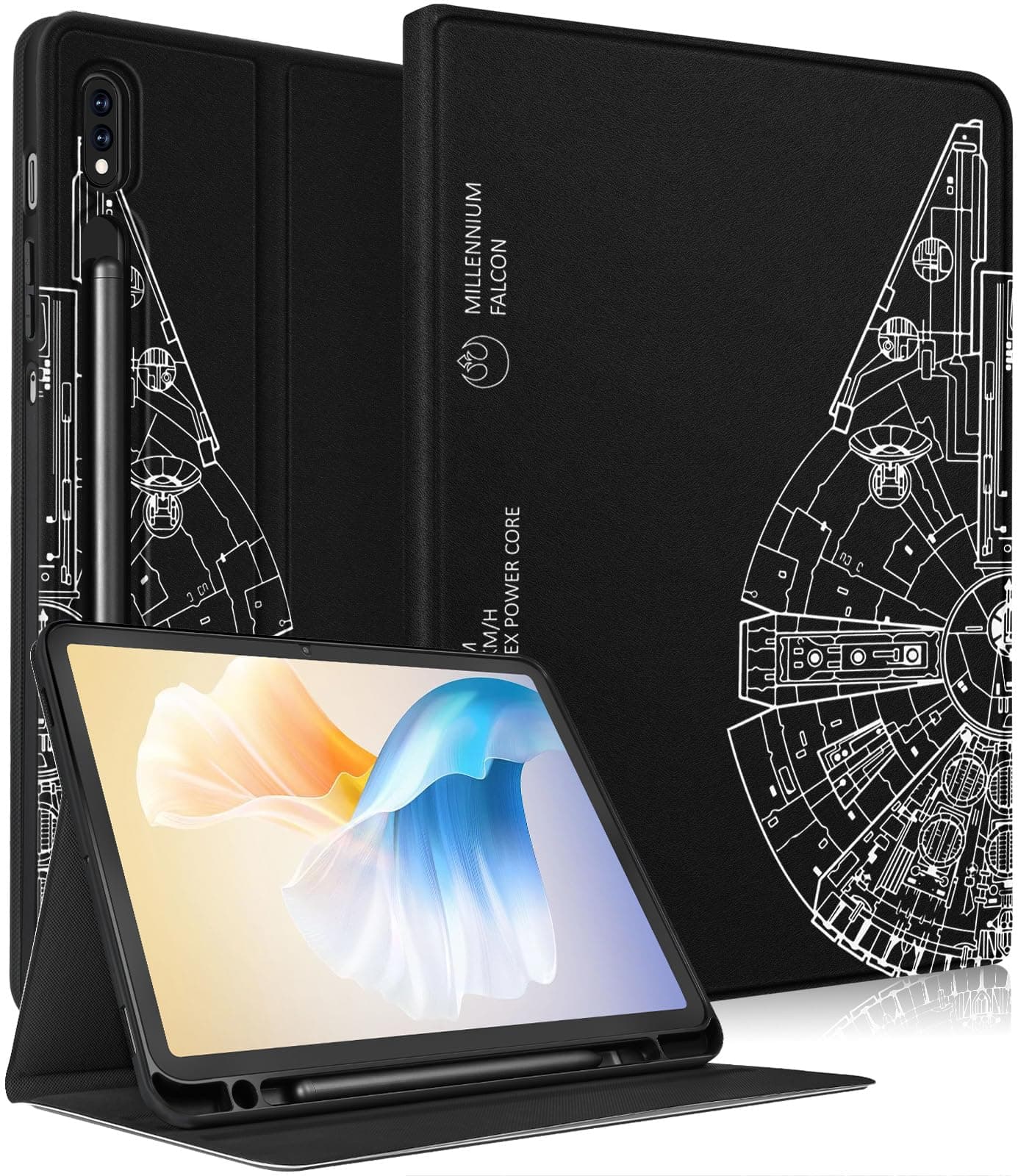 for Samsung Galaxy Tab S8 Plus/ S7 Plus/ S7 FE Case 12.4 Inch Women Cute Girls Folio Boys Cool Men Black Girly Design Cover for Samsung Tablet S8 Plus 2022/ S7 Plus 2021/ S7 FE 5G Cases