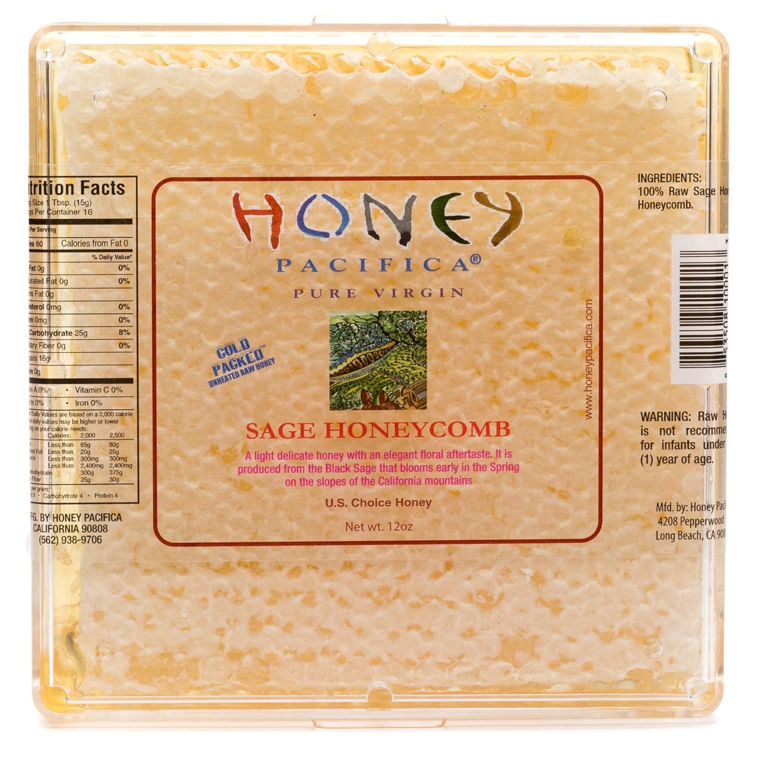 Honey Pacifica Raw Sage Honeycomb Square, 12 oz.
